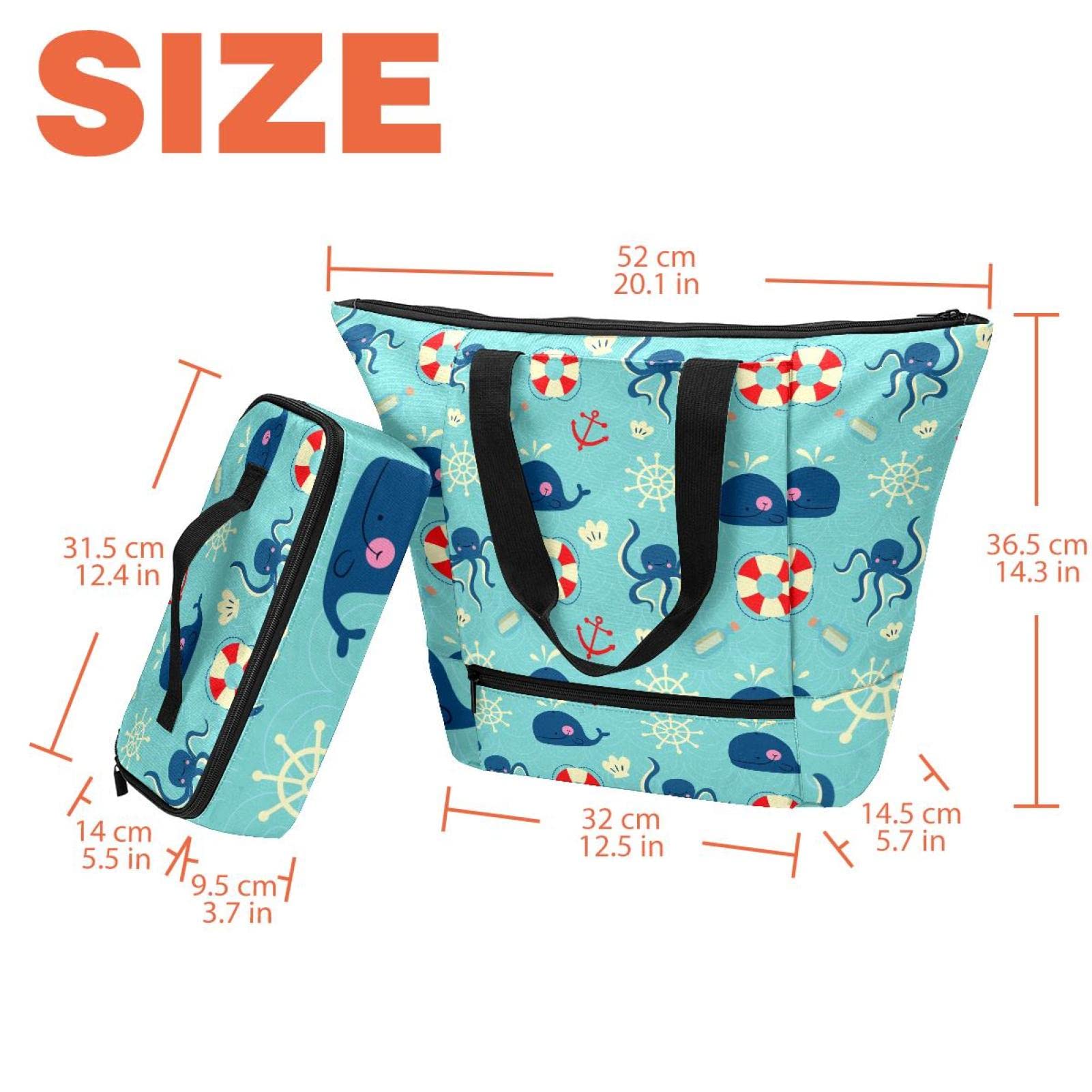 Grand sac fourre-tout et boîte à déjeuner légère corail, sac à main isotherme pour voyage, travail, école, Couleur 10., Taille Unique
