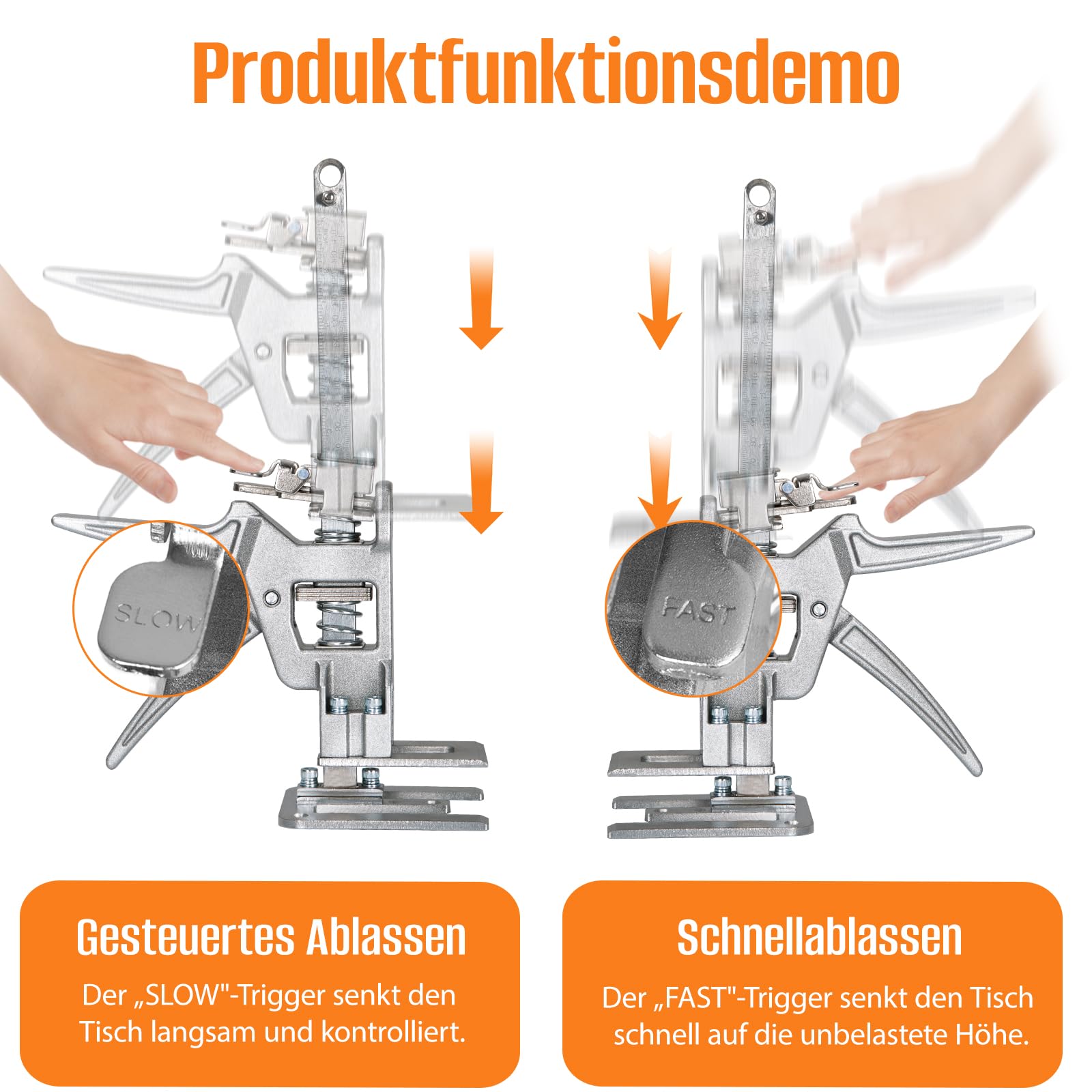 2 Stück Arbeitssparender Arm, Arm Handwerkzeugheber, mit Langsam und Schnell Hebefunktion, 200KG Tragfähigkeit, Hebewerkzeuge für Türen, Möbel, Schrank, Board-Heber