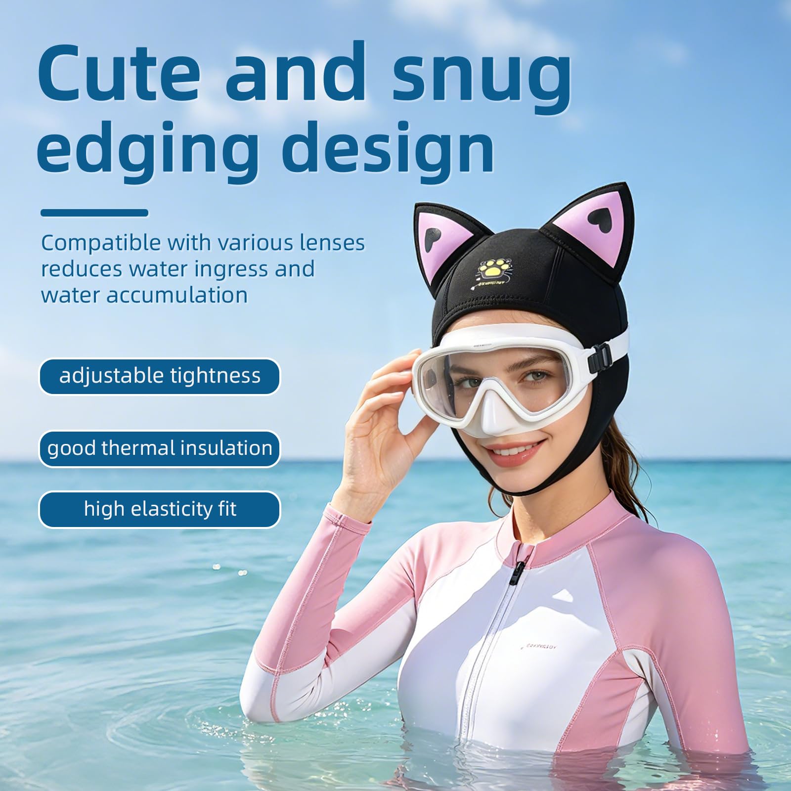 Cappuccio per muta in neoprene da 3 mm per surf, snorkeling, kayak, vela