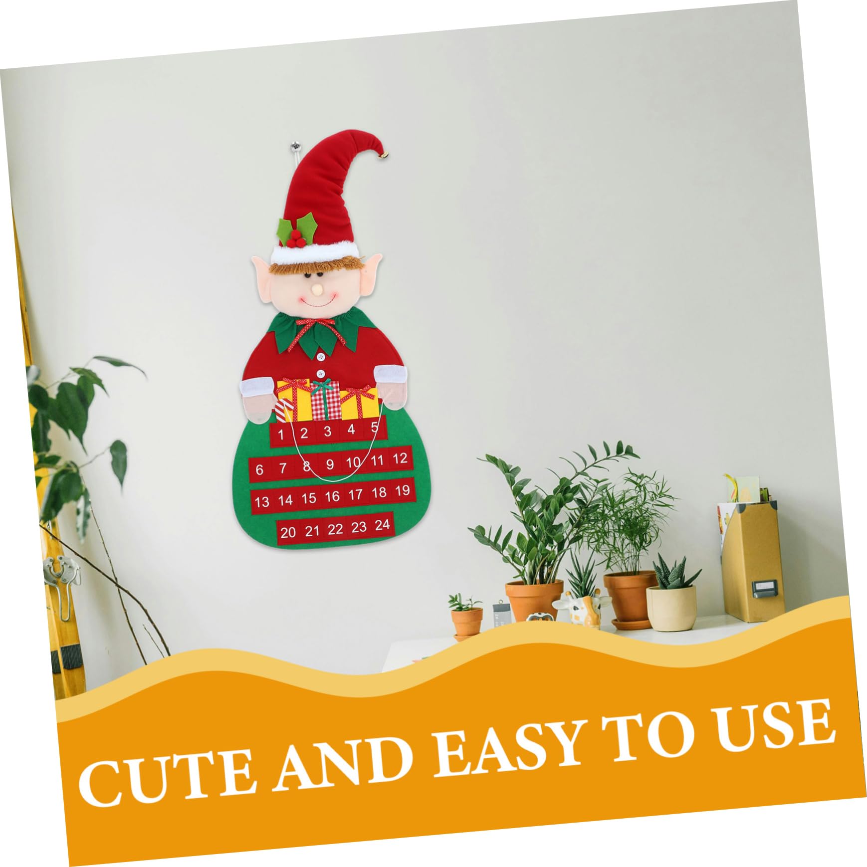 Weihnachts-countdown-kalender zum Aufhängen Filz-adventskalender für Tür oder Wand Dekorativer Weihnachtskalender mit Taschen für Spielerische Tageszählung bis Heiligabend