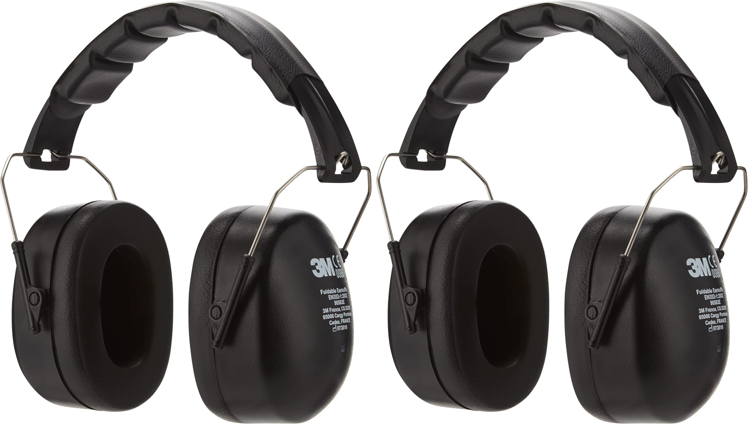 3M Casque Antibruit Pliable 90563E, protection auditive confortable recommandée pour des niveaux de bruit compris entre 94 et 105 dB, noir, 1 pièce