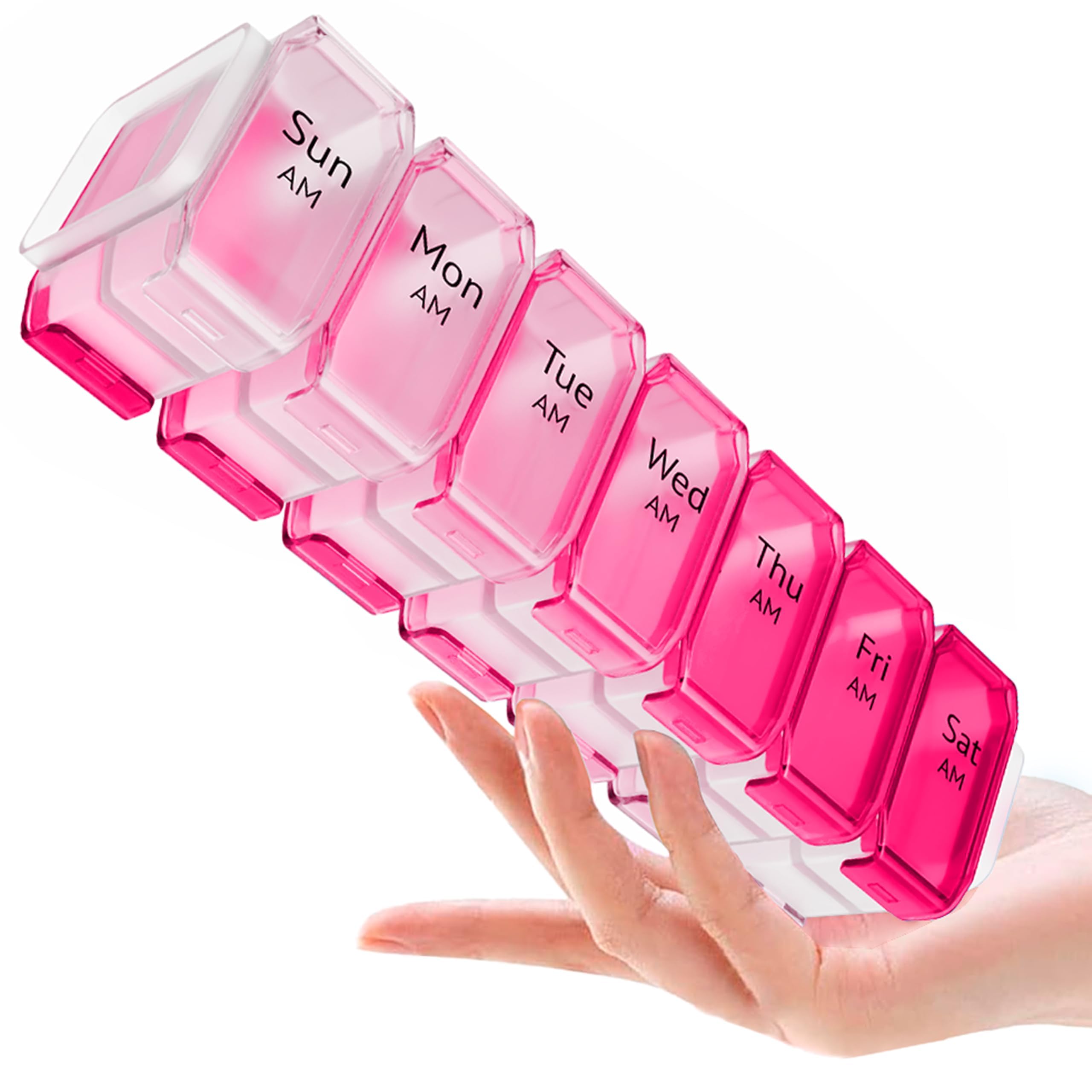 BEXEEN Extra Large Pill Organizer 2 Times a Day, XL Pill Box 7 Day with Big AM/PM Compartments, Fits Large Vitamins, Supplements & Gummies, for 7 or