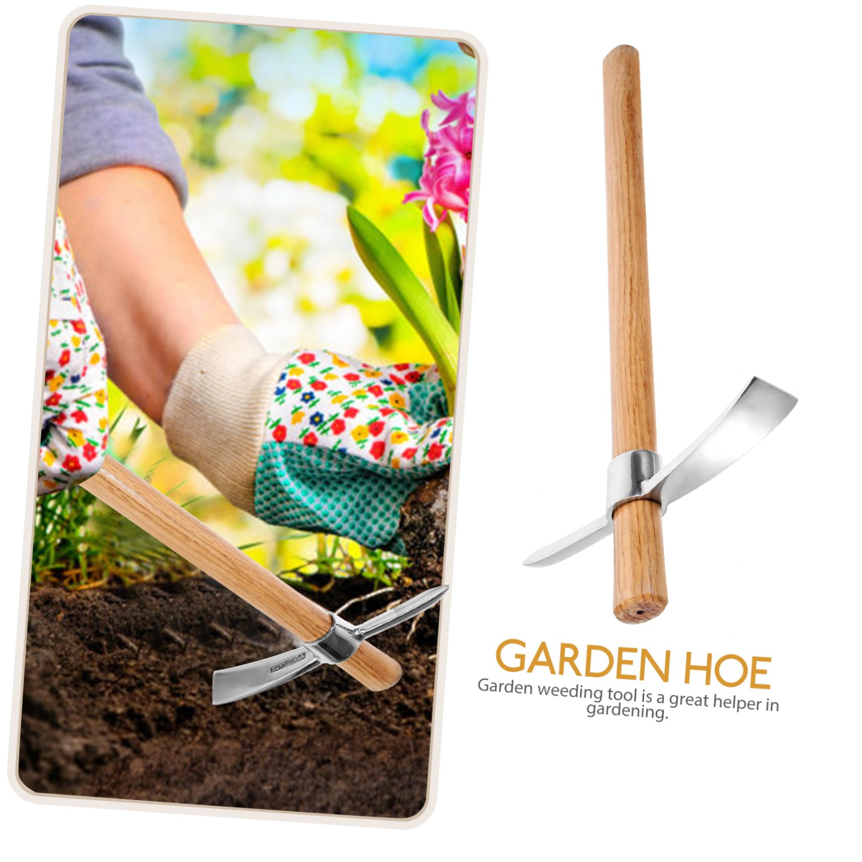 Yardwe 4 Piezas azada para cavar Tierra Herramientas de jardinería Cenefa Semillas Fuerza guadaña maceteros Plant Pot azada de Mano Herramienta de jardín azada para Plantar Flores Madera