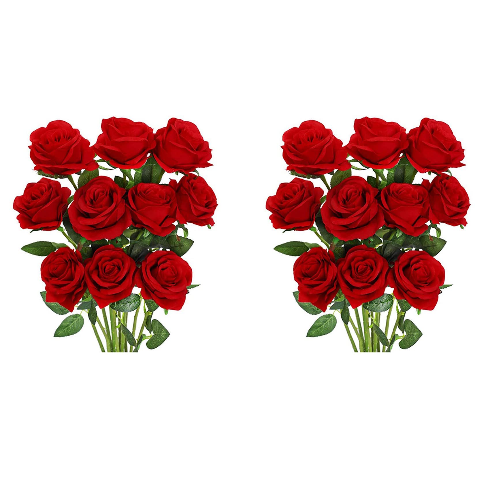 Rose artificielle fleur en soie rouge réaliste avec tige pour grand bouquet