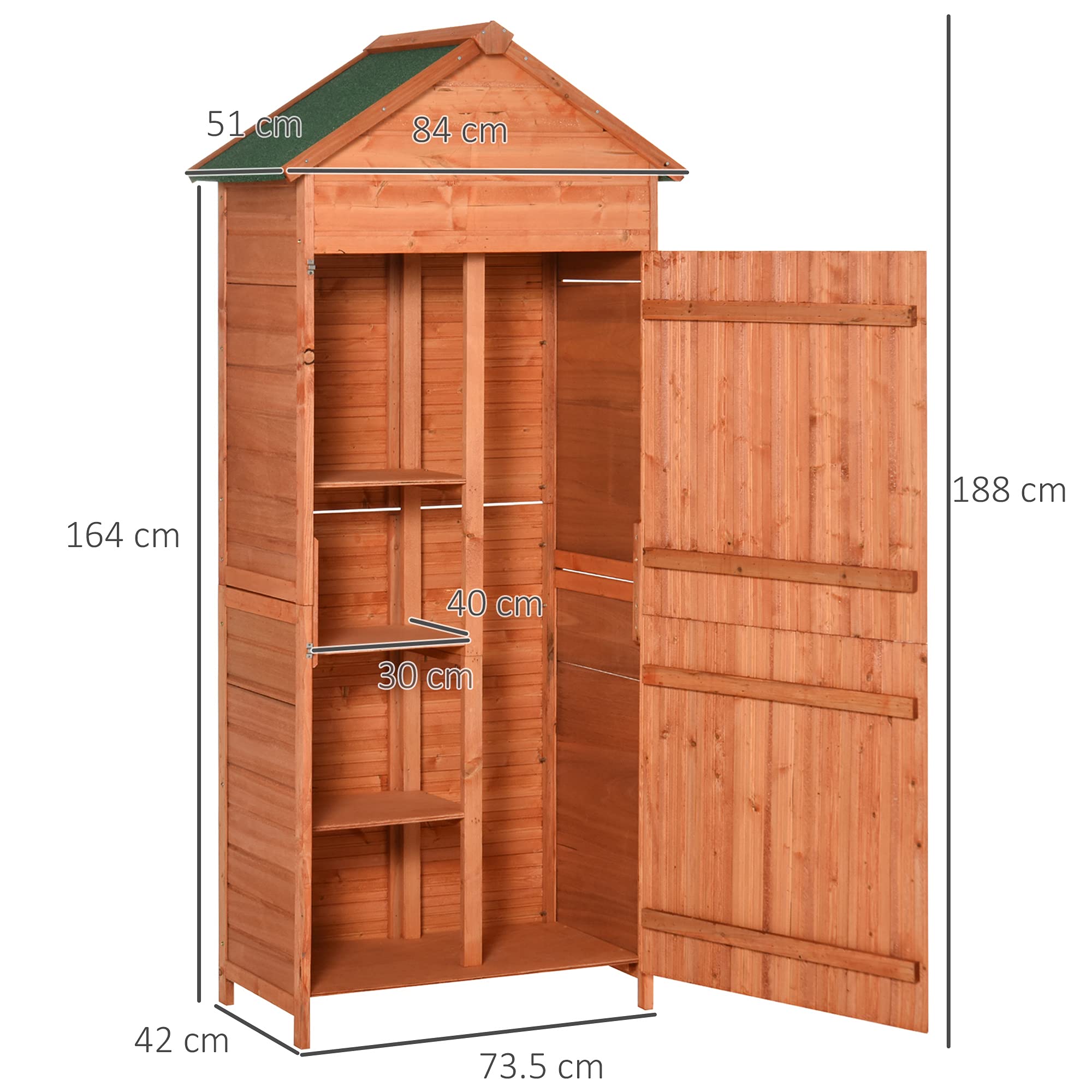 Outsunny 84 x 51cm Garden Shed 4Tier Wooden Garden Outdoor Shed 3