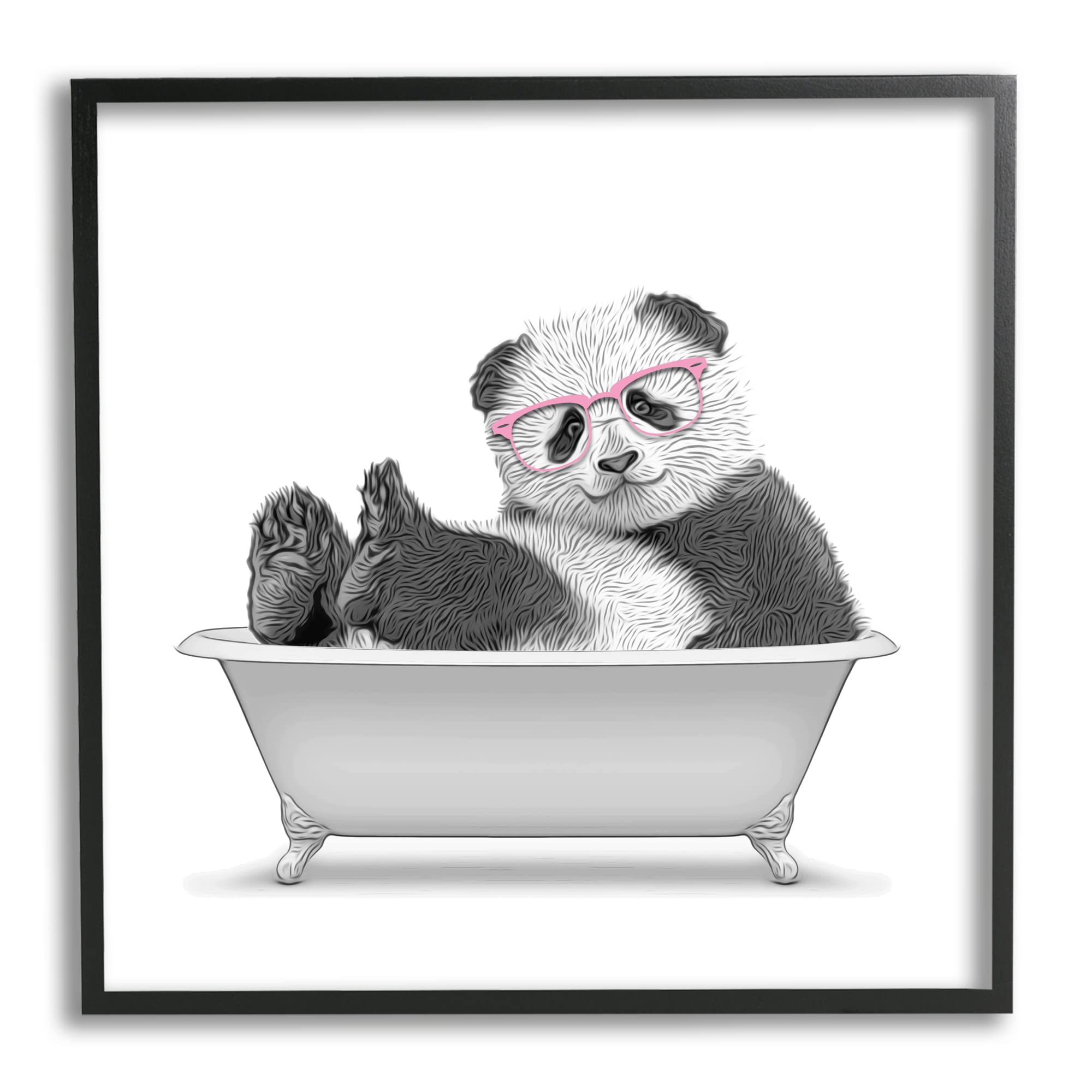 Stupell Industries Quirky Panda Bathtub Pink Glasses Minimal,Design by Annalisa Latella
