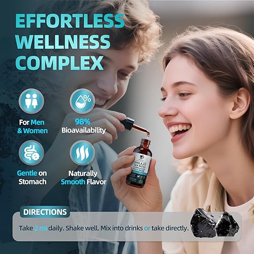 Miniatura 6 de Shilajit - Gotas líquidas, complejo 12 en 1, musgo marino, ashwagandha, maca, ácido fúlvico, minerales traza, suplemento de vitaminas líquidas para