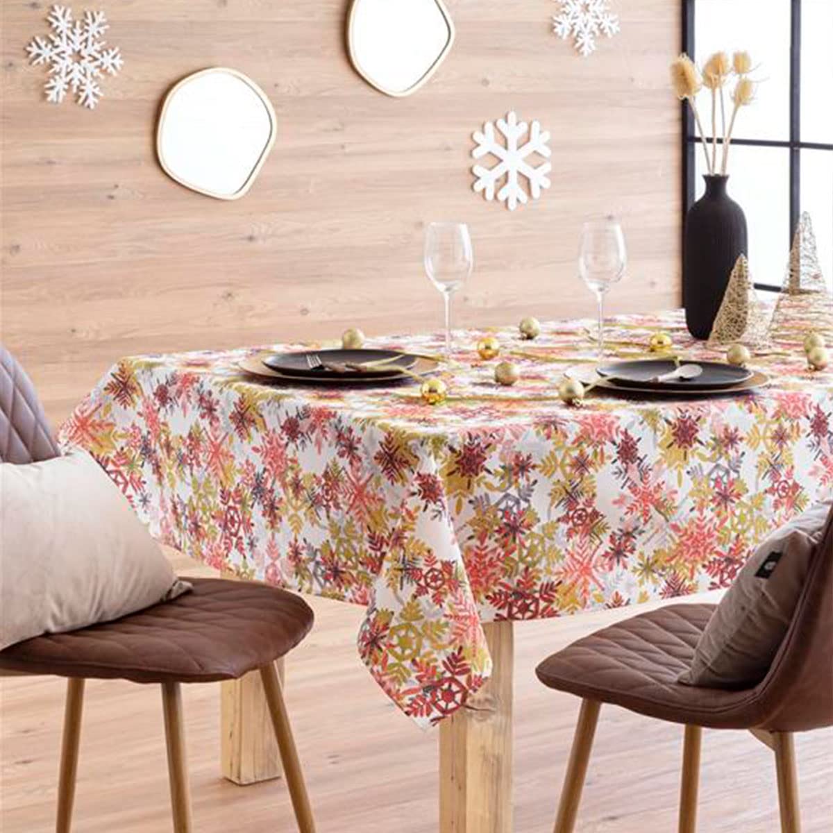 Lanovenanube Mantel Navidad Antimanchas Colmar Oro 140x250 Impermeable