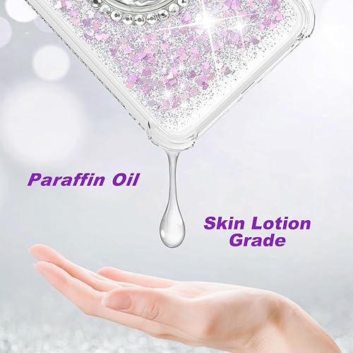 Miniatura 3 de ANSHOW Funda compatible con iPhone 7 Plus8 Plus con purpurina y soporte de anillo, a prueba de golpes, funda protectora de TPU transparente a prueba