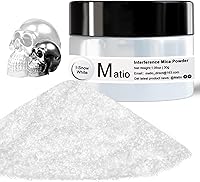 Matio Snow White Interference Mica Powder 30g - Chrome Color Shift Pigment for Epoxy Resin, Nails, Soap, Crafts & Makeup