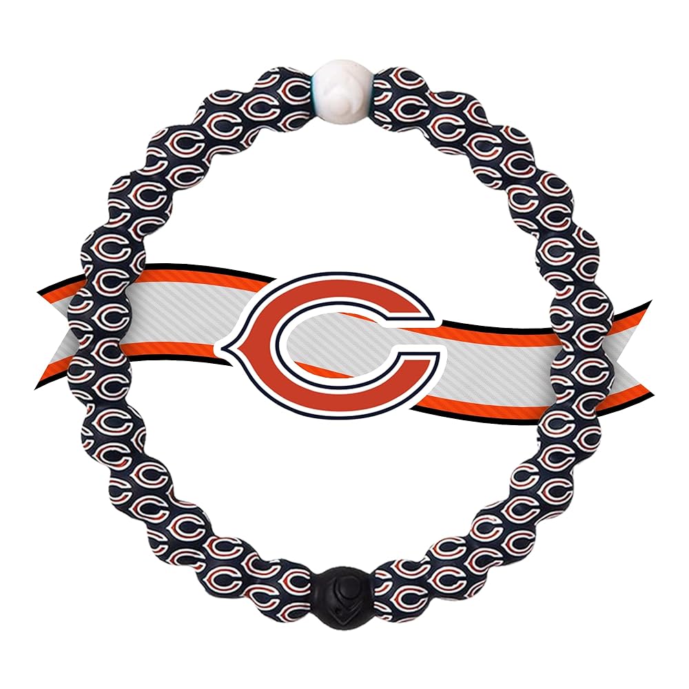 Lokai Silicone Beaded Bracelet for Men & Women, NFL Football Collection - Chicago Bears, Logo, Extra Large - Silicone Jewelry Fashion Bracelet Slides-On for Comfortable Fit