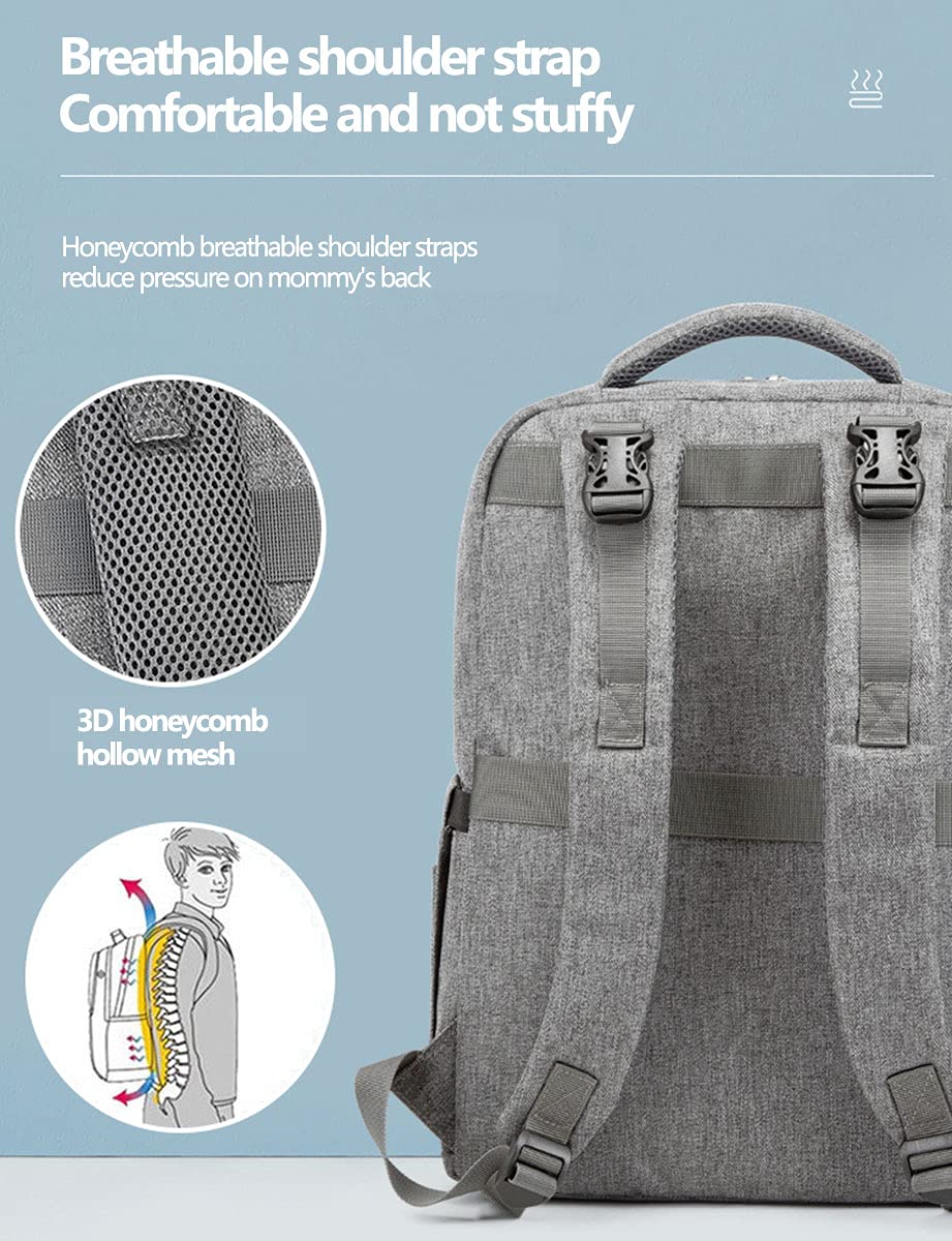 Zaino Mamma Neonato Fasciatoio, Zaino Antifurto Impermeabile Multifunzione Borsa per Pannolini Portatile, Grande capacità Zaino per Viaggi Affari