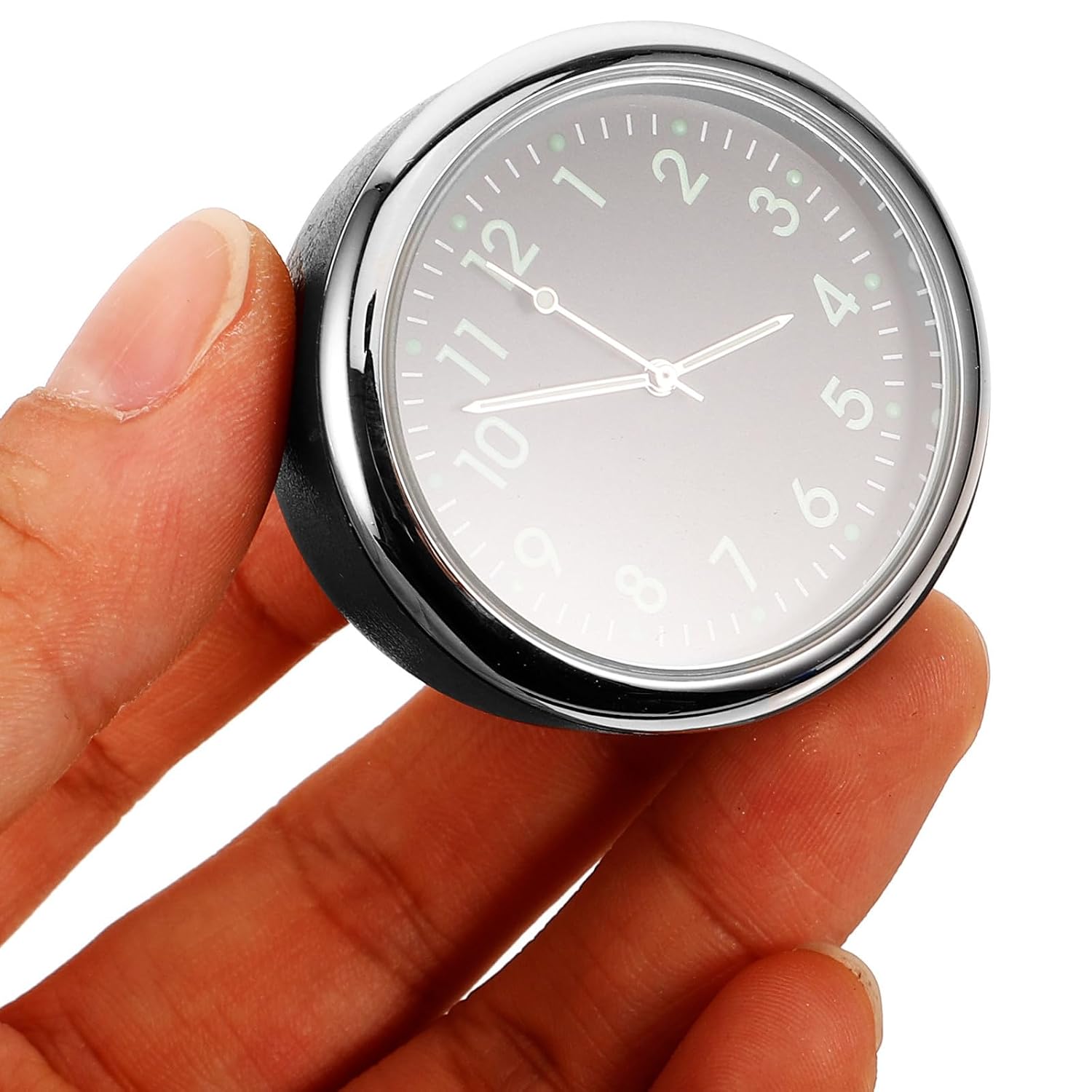 NUOBESTY Mini Car Clock for Dashboard with Luminous Display and Easy Installation Black Metal Automotive Clock for Vehicle Time Reading Stick