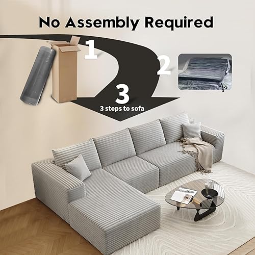 Miniatura 37 de Sofá seccional modular Cloud de 107.5 pulgadas con diván en forma de L, sofá modular moderno con asiento profundo, sofás tapizados para sala de