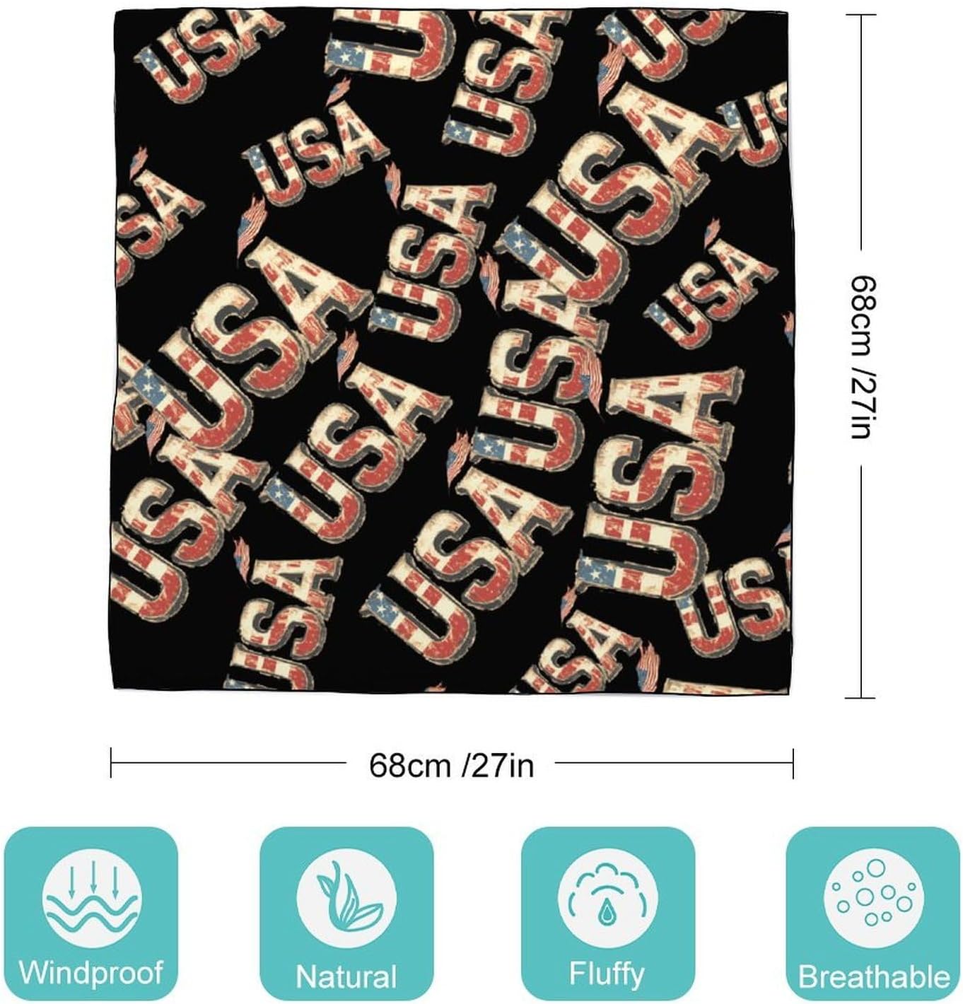 Vintage USA Flag Bandana Fashion Head Scarf Square Silk Scarf Print Neck Hair Scarfs for Women Men Gifts