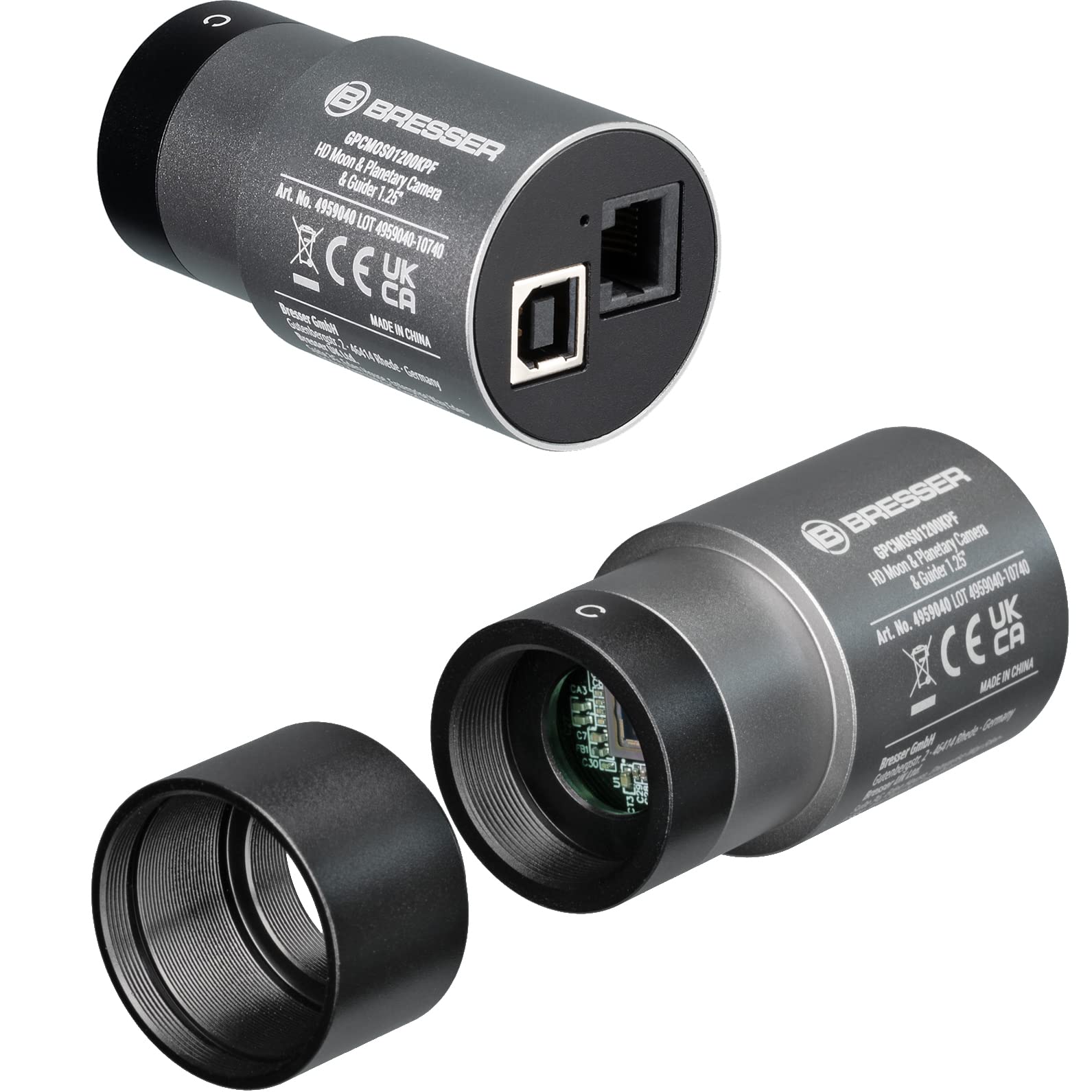 Bresser HD Mond & Planeten Kamera & Guider 1.25" - Astrofoto-Farbkamera & Autoguider für Teleskop Nachführung, Sony IMX225 Sensor