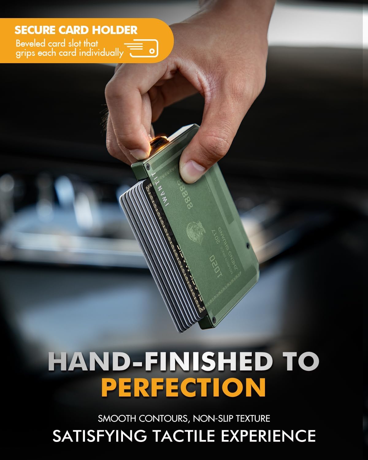 iwantit Pop Up Wallet for Men, Slim Minimalist Credit Card Holder with Money Clip - Man Metal Aluminum Wallet RFID Blocking, Smart Tactical Wallet for Men, Gift for Men (Green) - Image 6