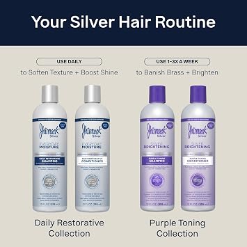 Jhirmack Silver Brightening Purple Shampoo and Conditioner Set for all types of silver, grey, and blonde hair