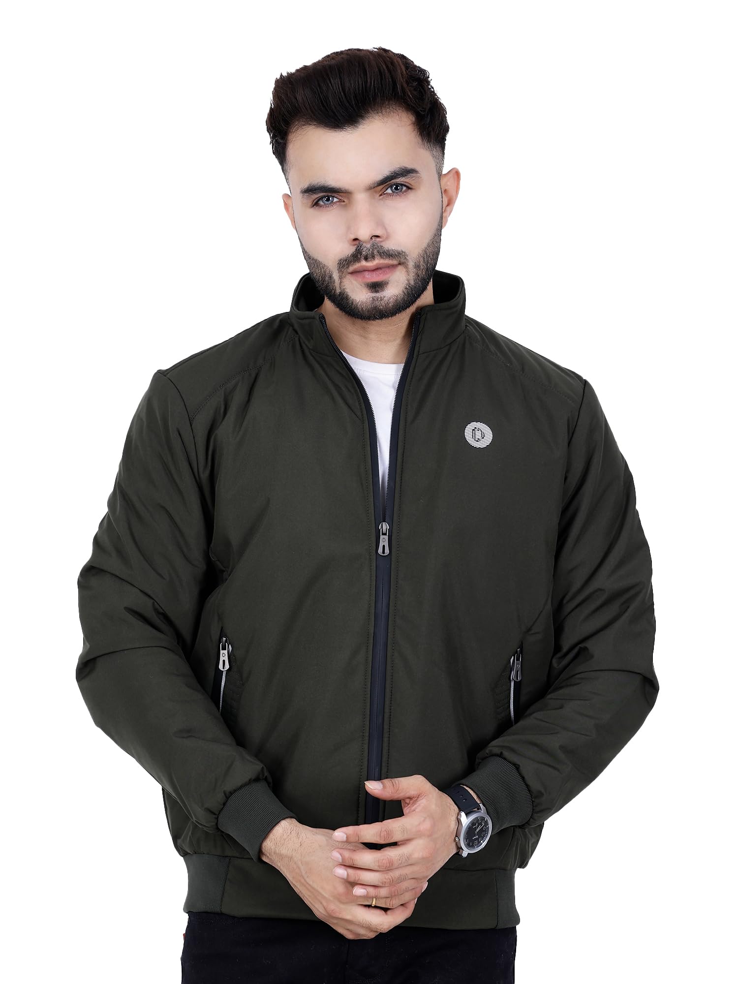 dollar Full Sleeves Bomber Jacket for Men | TPU Men's Standing Collar Lightweight Winter Jacket, Regular Fit-picture-34