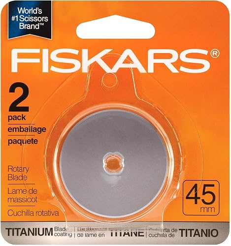 Fiskars 158290-1001 Titanium Rotaty Cutter Replacement Blades, 45mm, 2 Pack