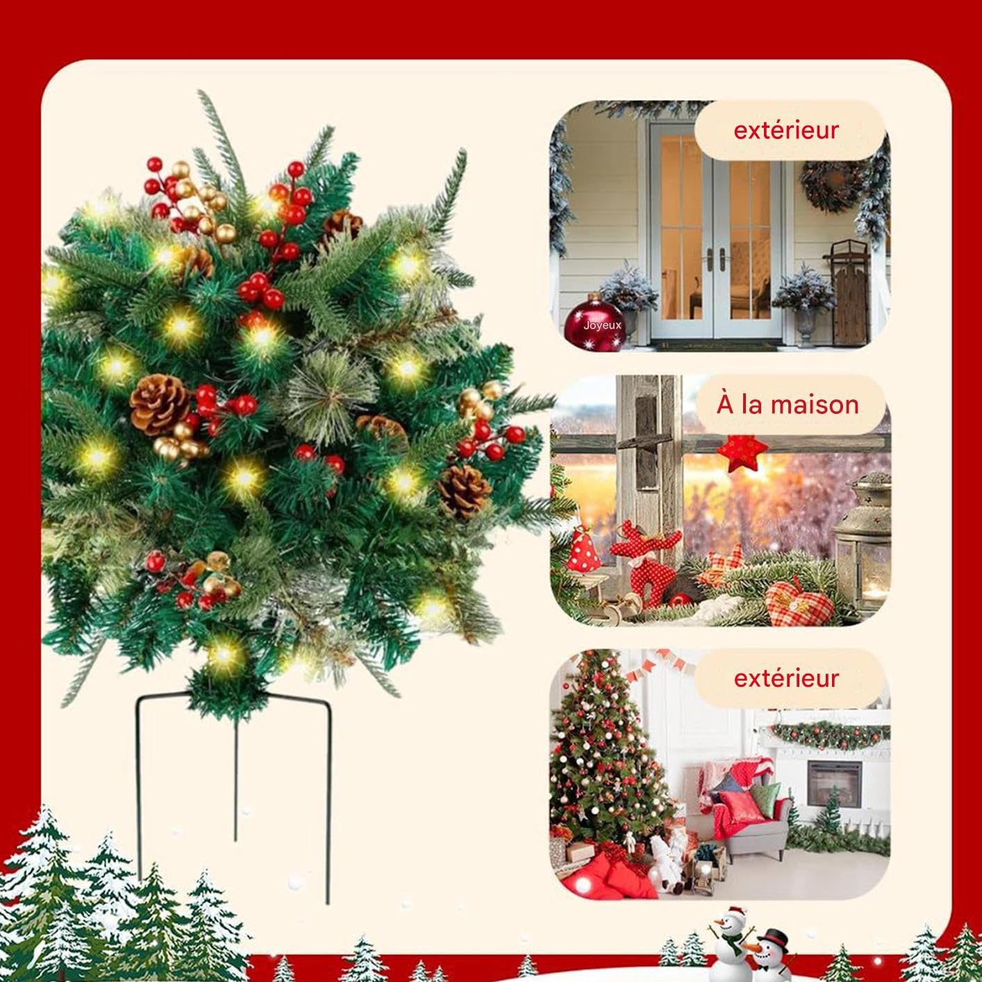 Relleno Para Maceta Navideño De Exterior Decoración Estacional Artificial | Decoración Para Árbol De Navidad Para Propietarios Y Decoradores Del Hogar Porche Entrada Umbral Patio Jardín