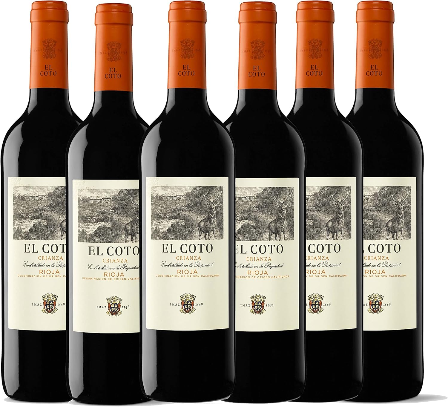 El Coto Crianza | Vino Tinto DOC Rioja | 750 ml | Variedad Tempranillo | Redondo, Afrutado, Equilibrado | Perfecto como Acompañante de Carnes, Pecados, Quesos e Ibéricos | Caja 6 botellas