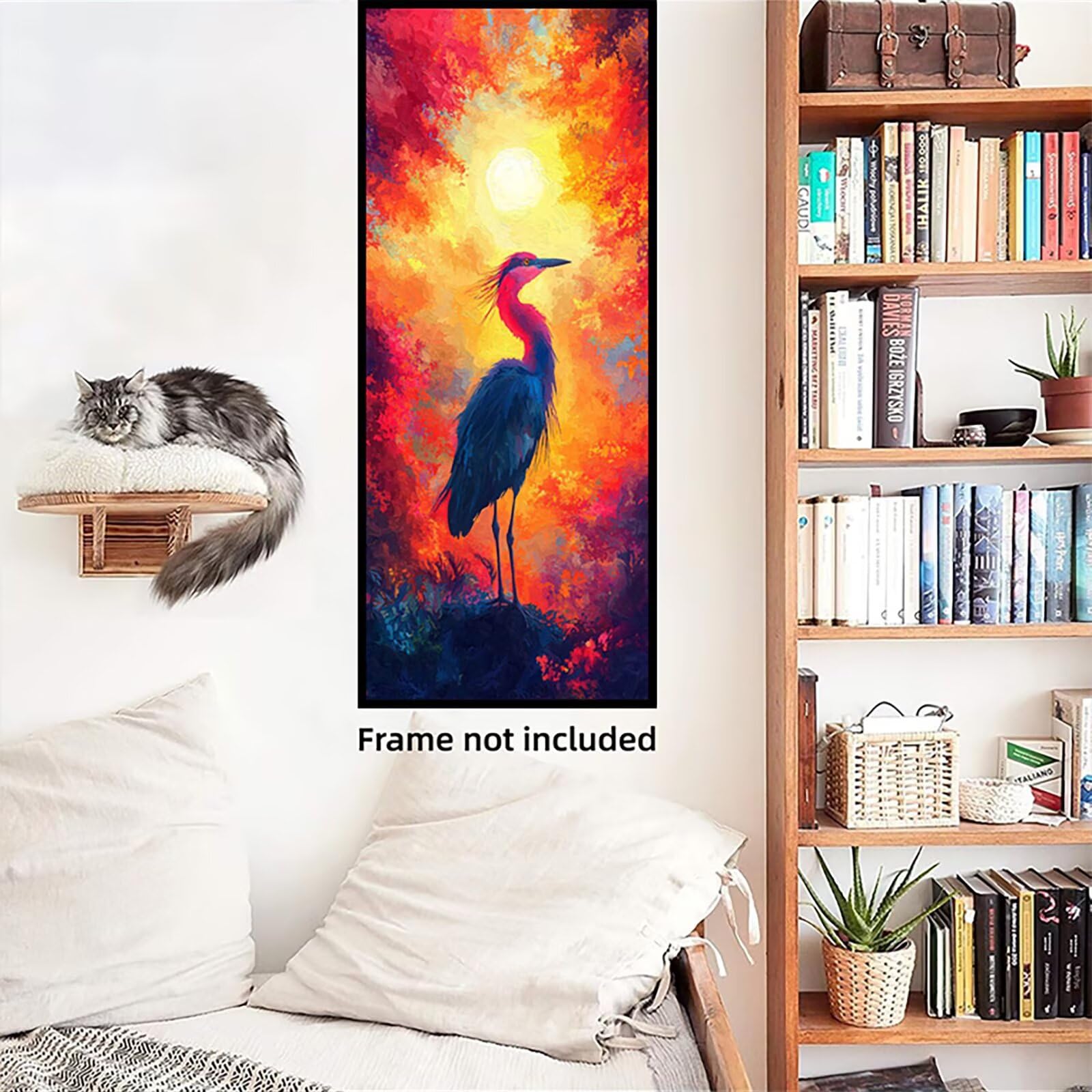 Malen Nach Zahlen 50x150cm Leinwand Heron Malen Nach Zahlen Erwachsene mit Ohne Rahmen, DIY Kreativ Set für Erwachsene mit Pinseln und Acrylfarbe, Zimmer Deko Tier Landschaft Geschenk, P0M-962