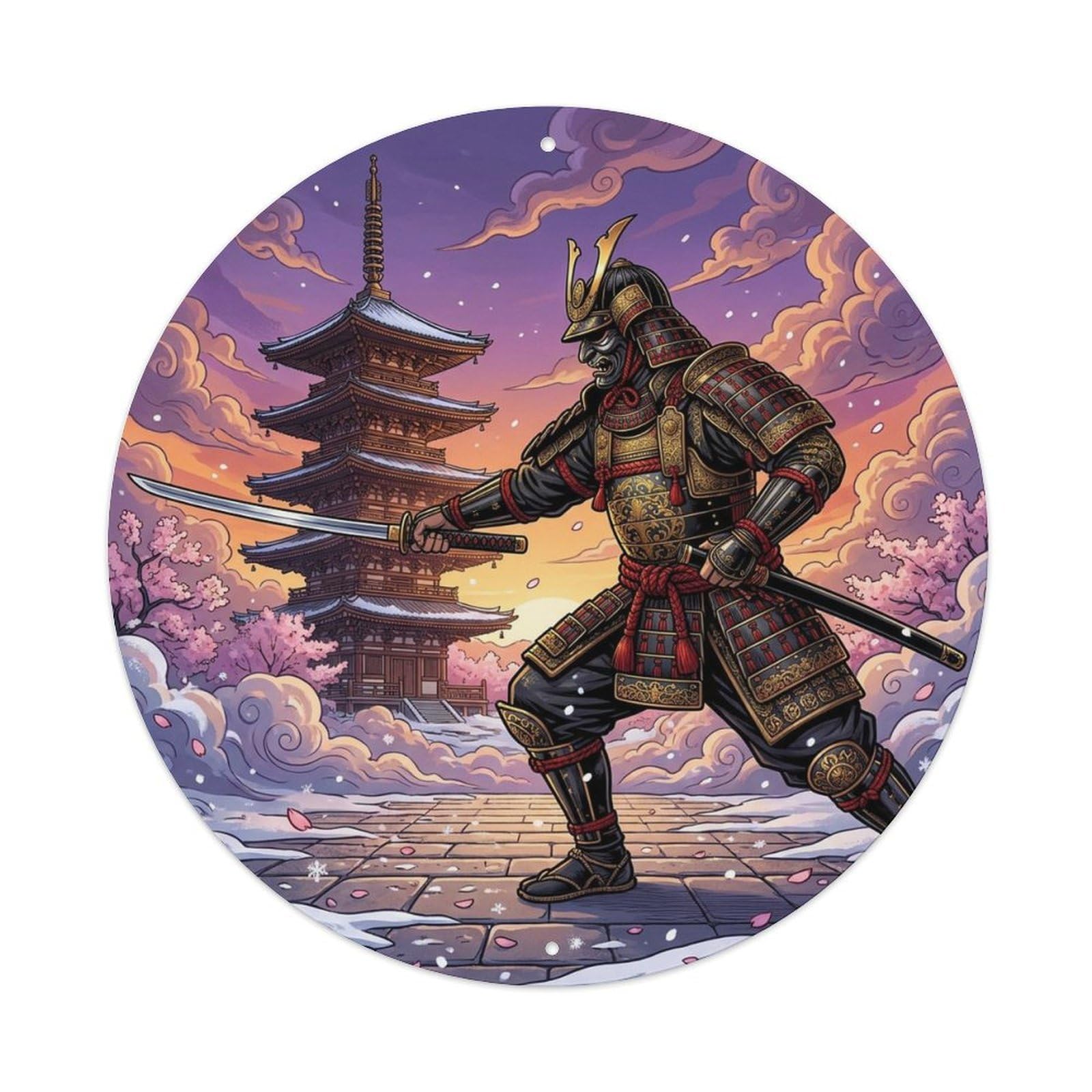 Okngb Style Forward Lunge Pagoda Stance Japanese Bushido Crest Metal Tin Sign Plaque Wall Decor For Cafe, Man Cave, Club Bar, Office, Home Garden Round Metal Poster 8X8inch