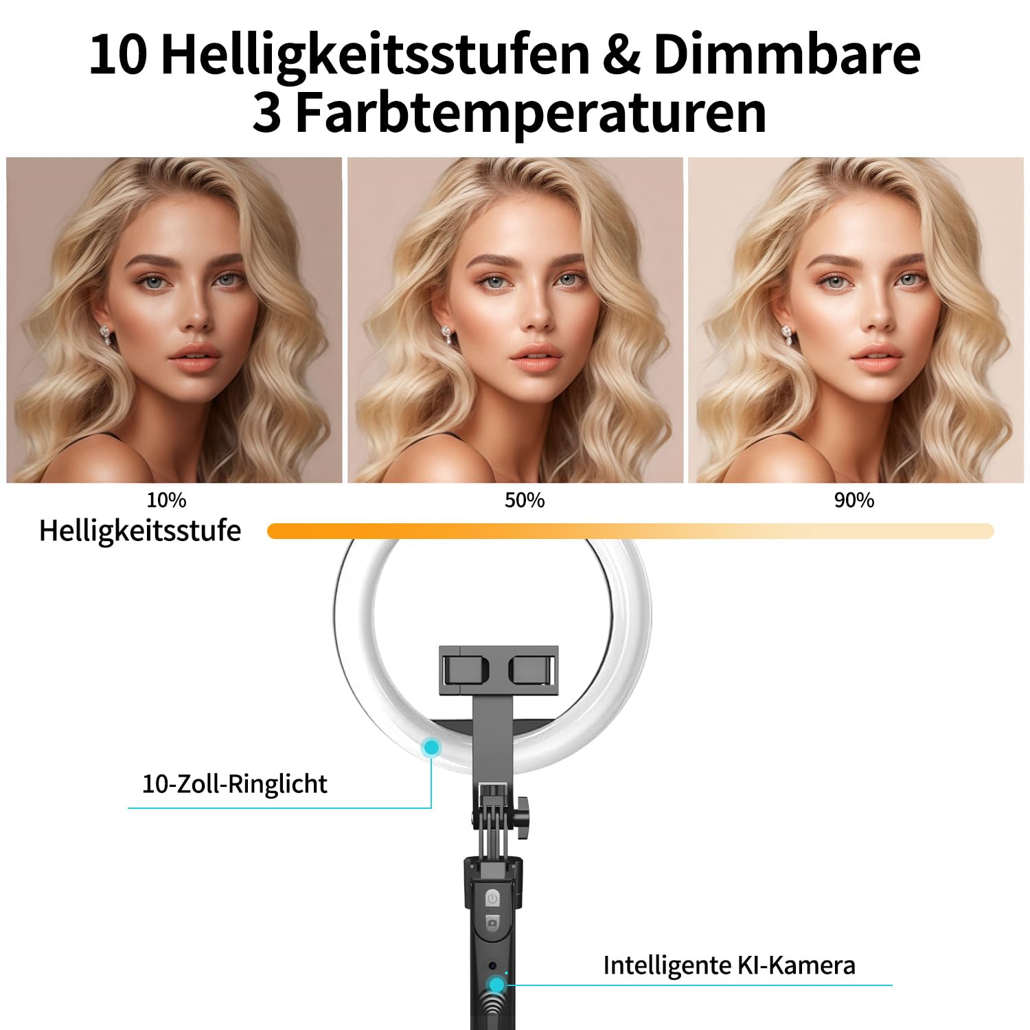 yAyusi 360° Drehung Automatischer Gesichtsverfolgung Stativ mit Ringlicht,180CM Telefonstativ Selfie Stick mit Fernbedienung, Telefonstativ mit Bewegungssensor für Live-Stream/Videoaufnahme (3 Farben)