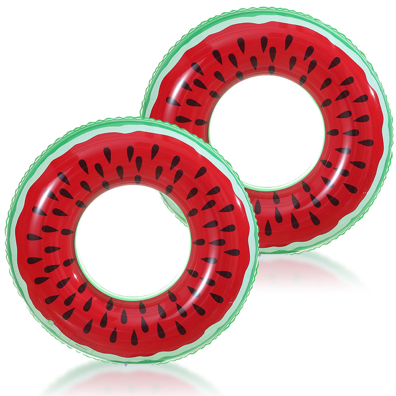 GWAWG 2-Pack Watermelon Pool Floats, Fun Inflatable Swimming Rings with Realistic Fruit Design