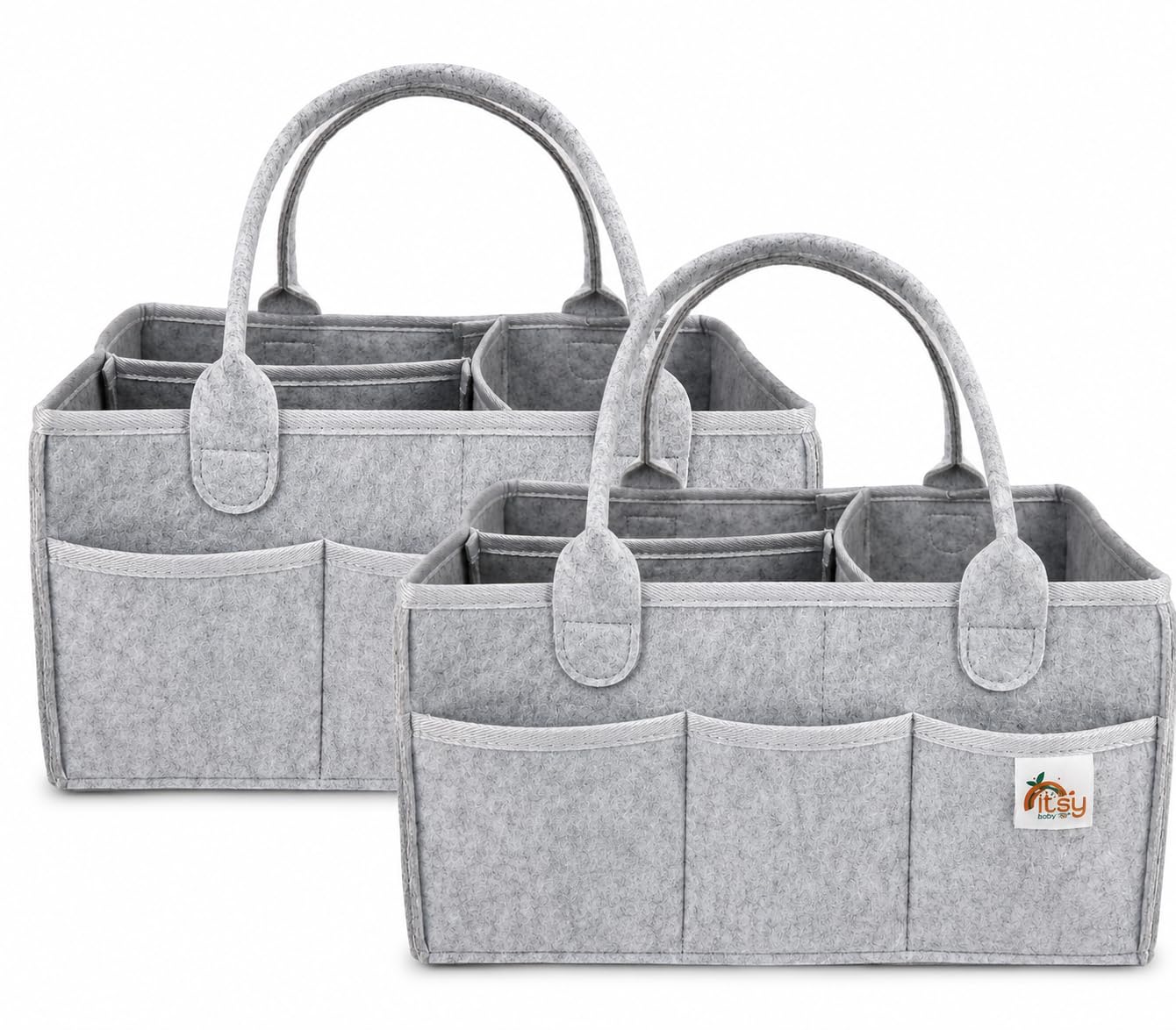 Diaper Caddy - Nursery Storage and Car Organizer for Baby - Large Size - Free mini pouch for small items (Cloud Grey)-image-40