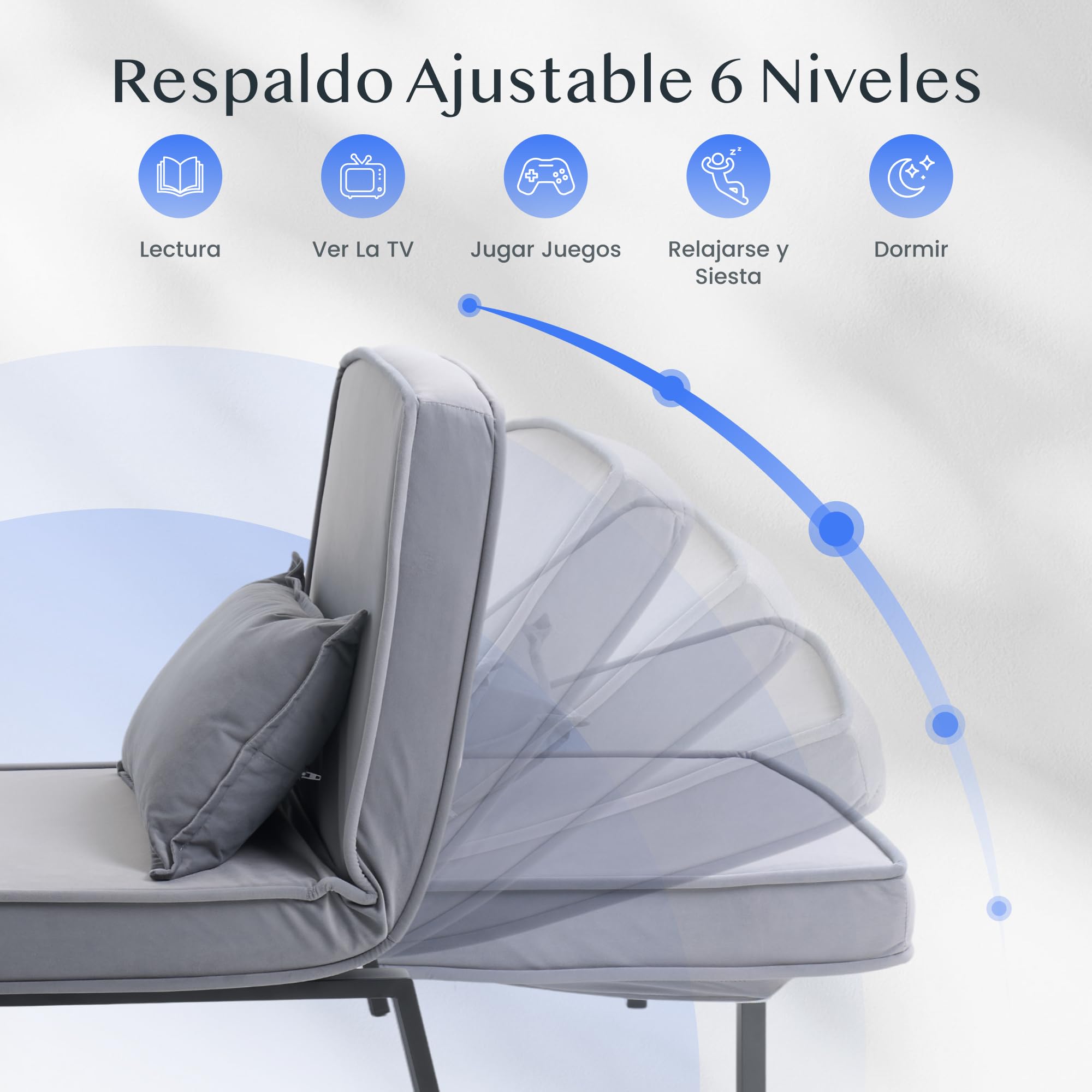 FLEXISPOT Sillón Cama 3 en 1 con función de Cama, Respaldo Ajustable, sofá Cama de Lino con Bolsillo Lateral, Patas Plegables, Ahorra Espacio para salón, Dormitorio u Oficina (Gris)