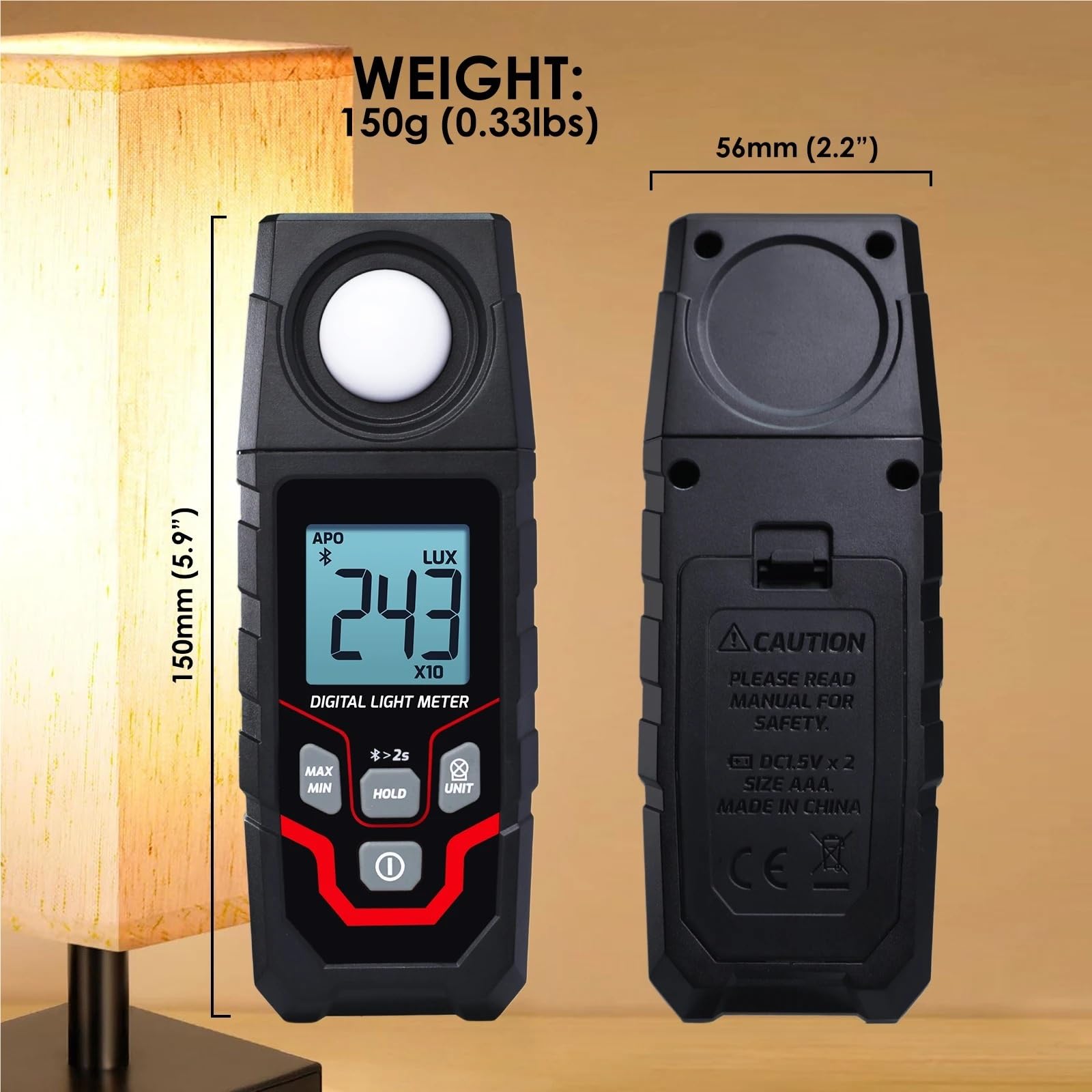 Medidor de luz, Medidor de Lux de luz Bluetooth Inteligente, probador Lux/FC inalámbrico con Registro de Aplicaciones, Almacenamiento de Datos 2000 for fotografía de fábrica de almacén