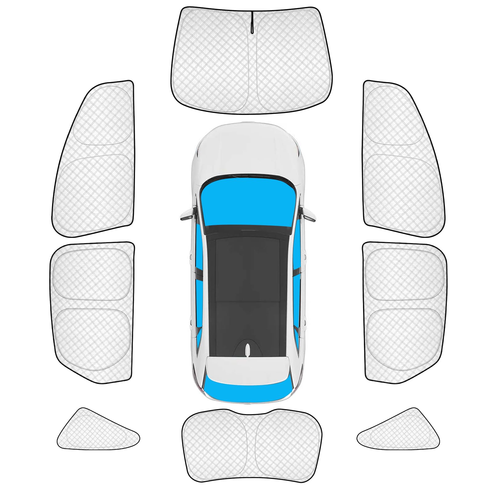KMF 8pcs Thicken Full Window Sun Shade for Ford Edge Accessories 2015-2024, Custom Fit Privacy Car Window Covers Sunshade for Windshield Side, UV Block and Blackout for Camping Outdoor