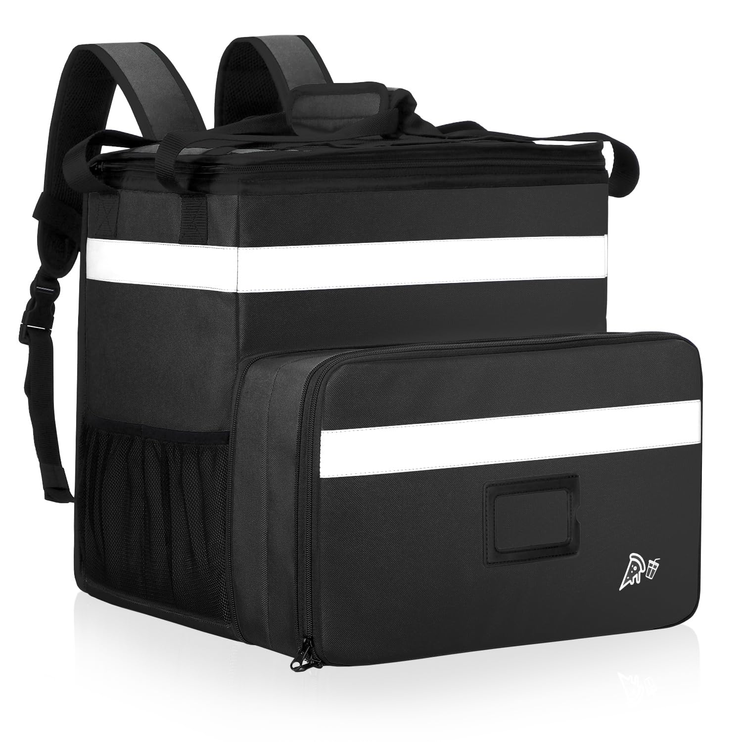 Borsa per la consegna del cibo, borsa termica termica in PVC con strisce riflettenti, trasportatore termico espandibile per cibo da asporto, cibo caldo e freddo, ristorante, Uber Eats Bag