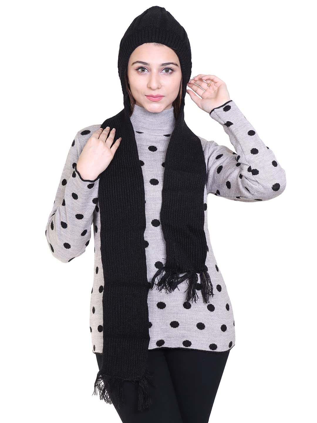gajraj Unisex Soft Knitted Winter Warm Woolen Cap with Woolen Lovely Muffler|Fur Cap with Muffler-picture-21