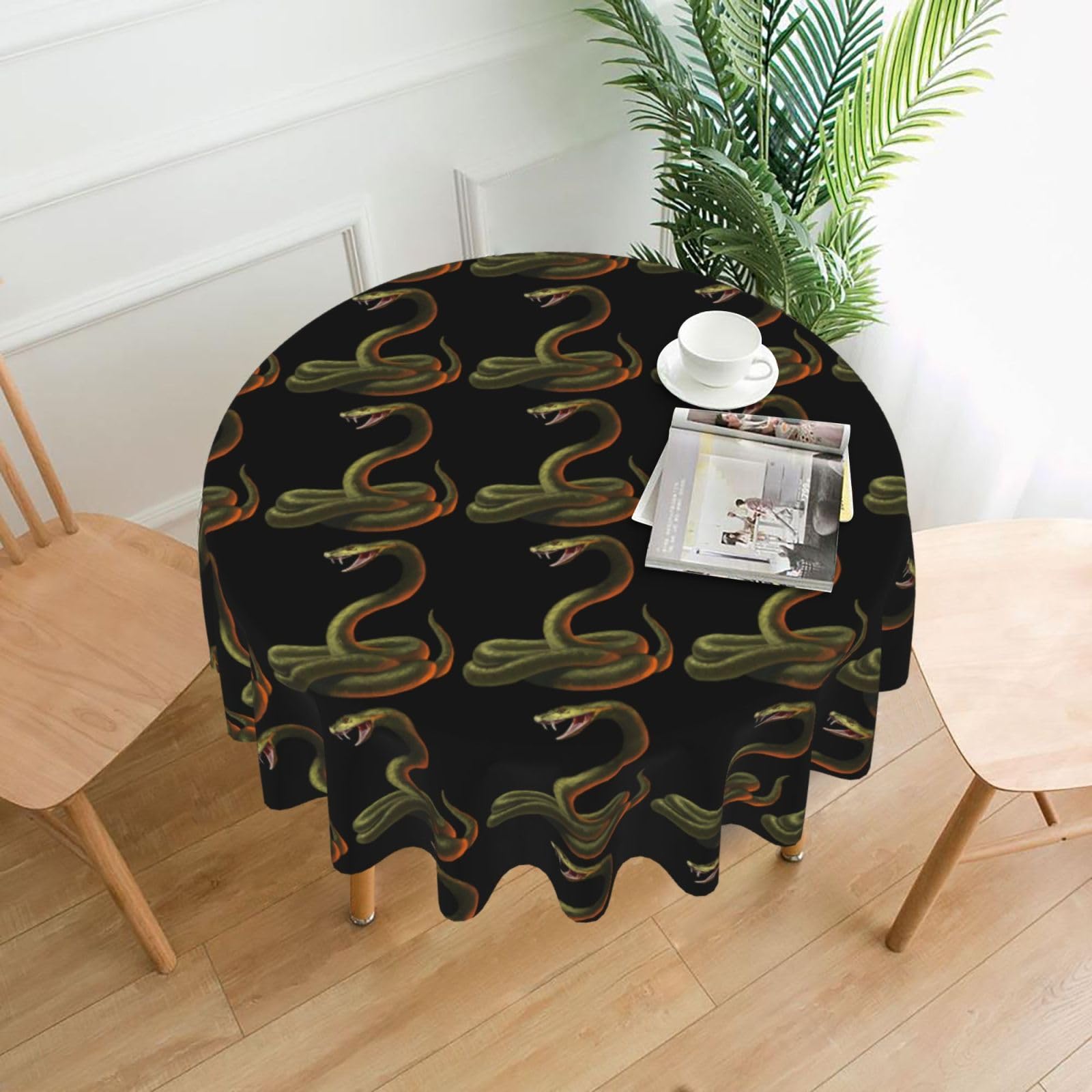 YYHWHJDE Snake Prints Round Decorative Tablecloth 60in – Elevate Your Dining Space with this Elegant Throw for Everyday Charm & Special Occasions