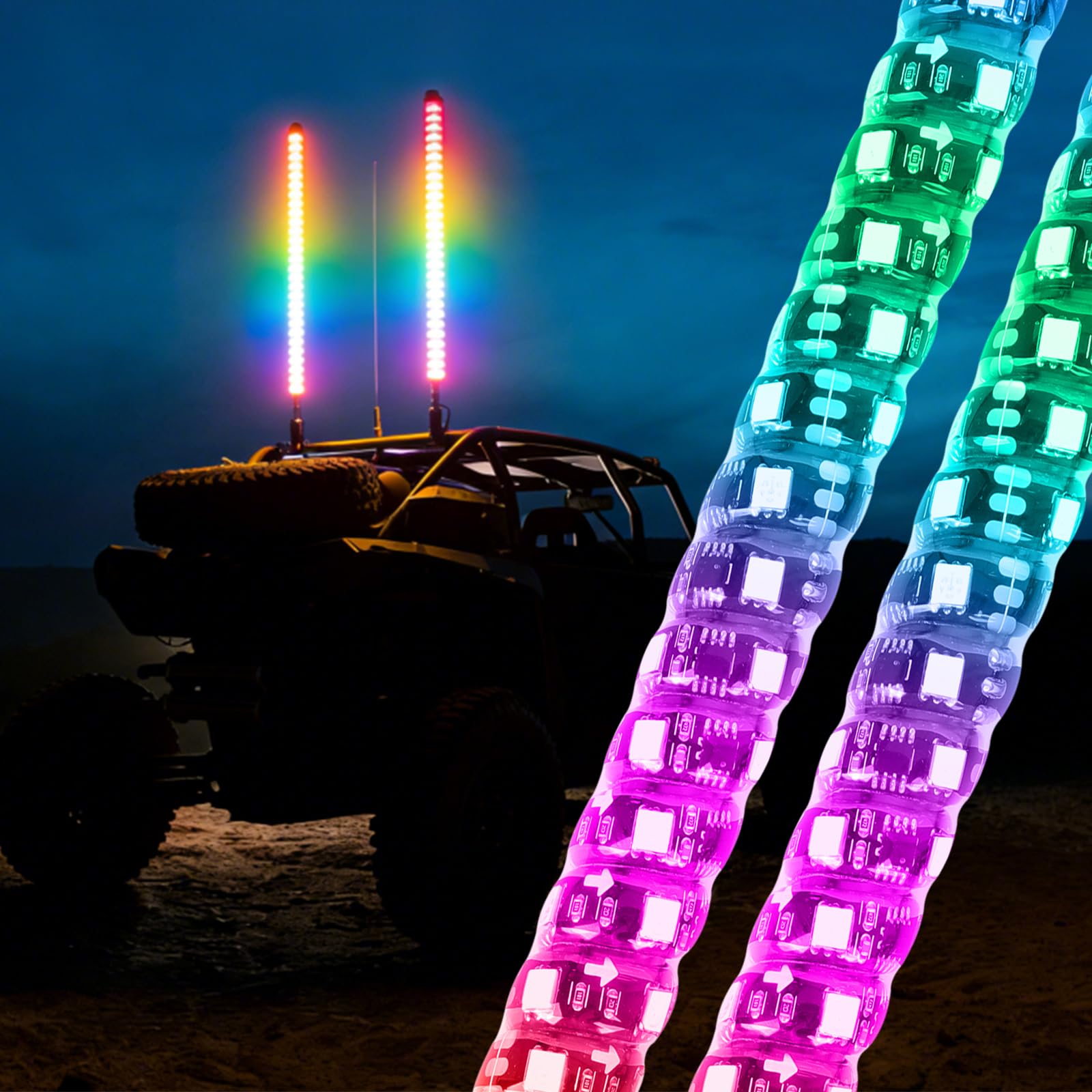 Amazon.com: 2 Pcs1FT Whip Lights, LED Whip Light with Brake Turn