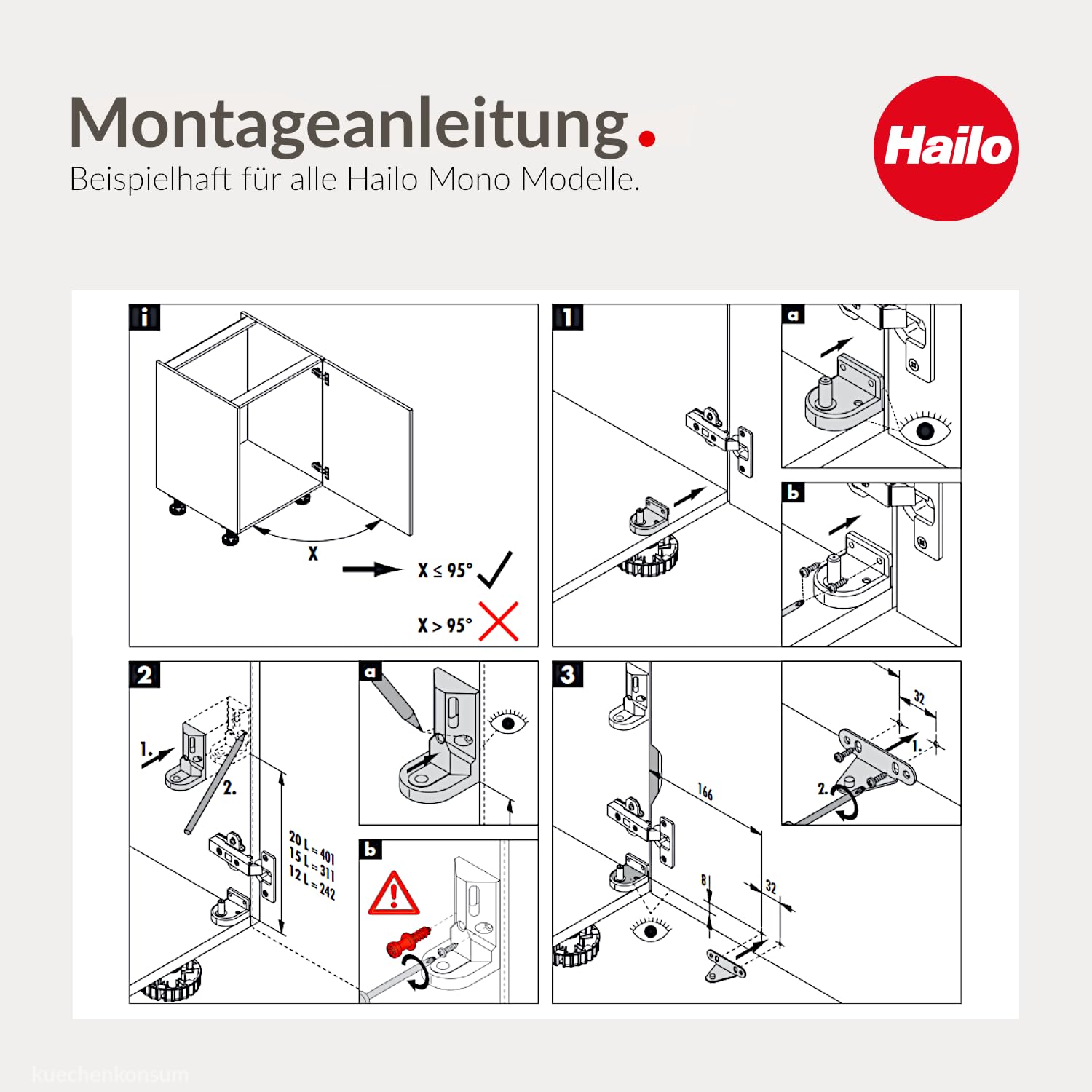 Hailo Abfallsammler 3520071 | Swing Mono 20 Liter | Einbau-Mülleimer mit Schwenkfunktion | Dunkelgrau-Schwarz | Für Küchenschränke ab 40 cm | Platzsparende und hygienische Abfalllösung