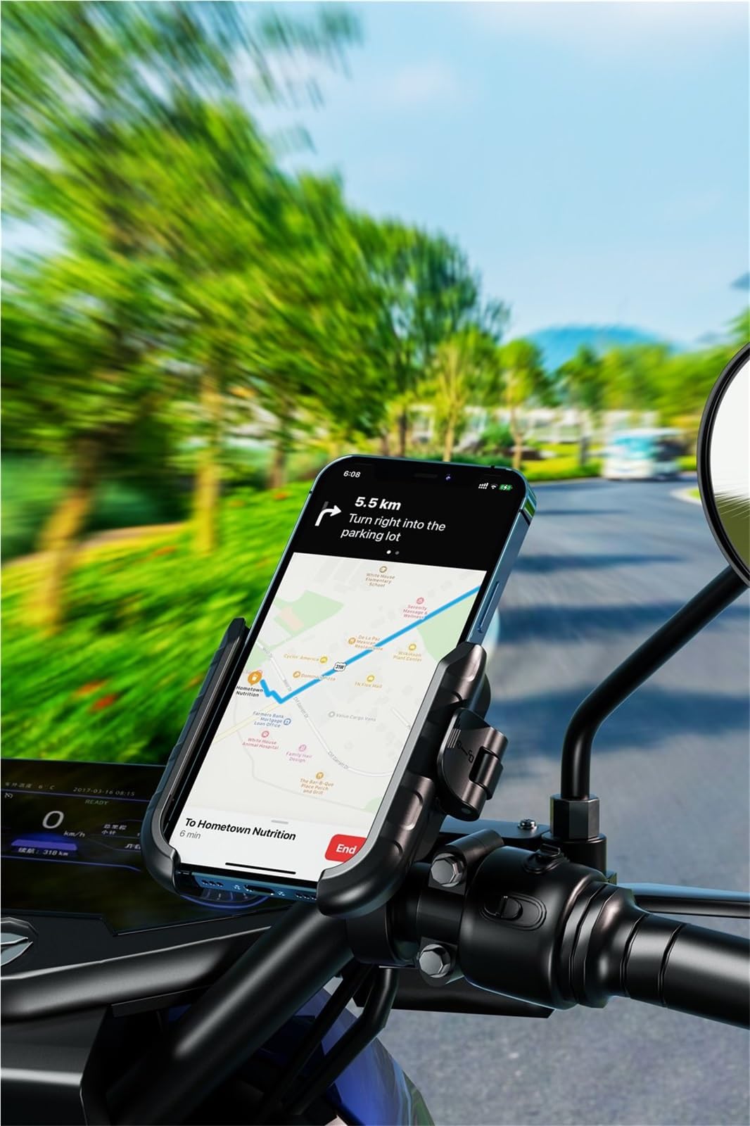 Supporto Per Telefono Da Moto Con Blocco Automatico, Supporto Per Telefono Da Manubrio Per Bicicletta, Antiurto, Per Scooter Da 5,4'' A 7,2''