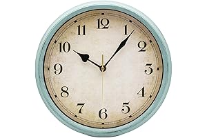 Round Farmhouse Wall Clock, 11" Rustic Wall Clocks Battery Operated, Silent Non-Ticking