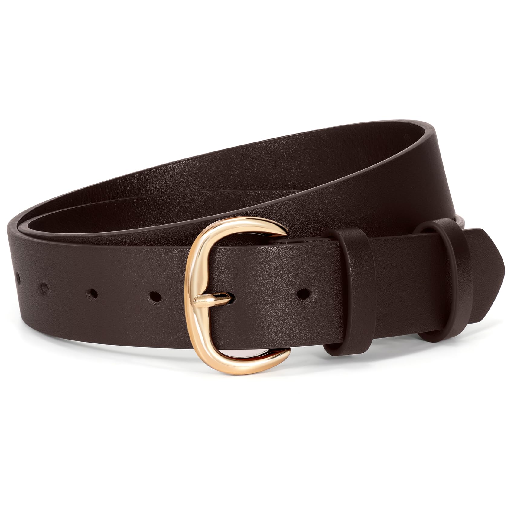 SANSTHS Women Leather Belt for Jeans Pants Dresses Black Ladies Waist Belt with Black Buckle