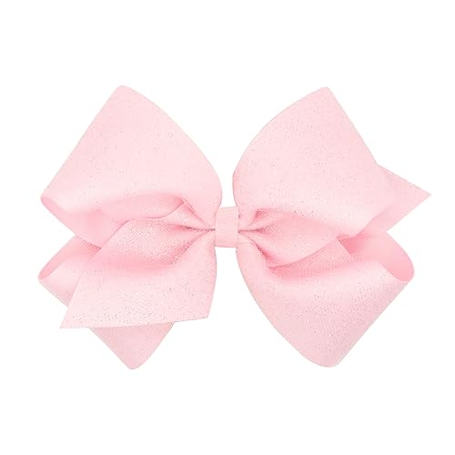 Miniatura 1 de Wee Ones Lazo para el cabello con superposición de tul y grogrén con purpurina en una pinza para el cabello WeeStay, King, rosa claro