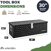 Vista 6 de ARKSEN - Caja de herramientas con cierre de placa de diamante de aluminio resistente de 30 pulgadas, para camioneta, remolque o casa rodante, mango