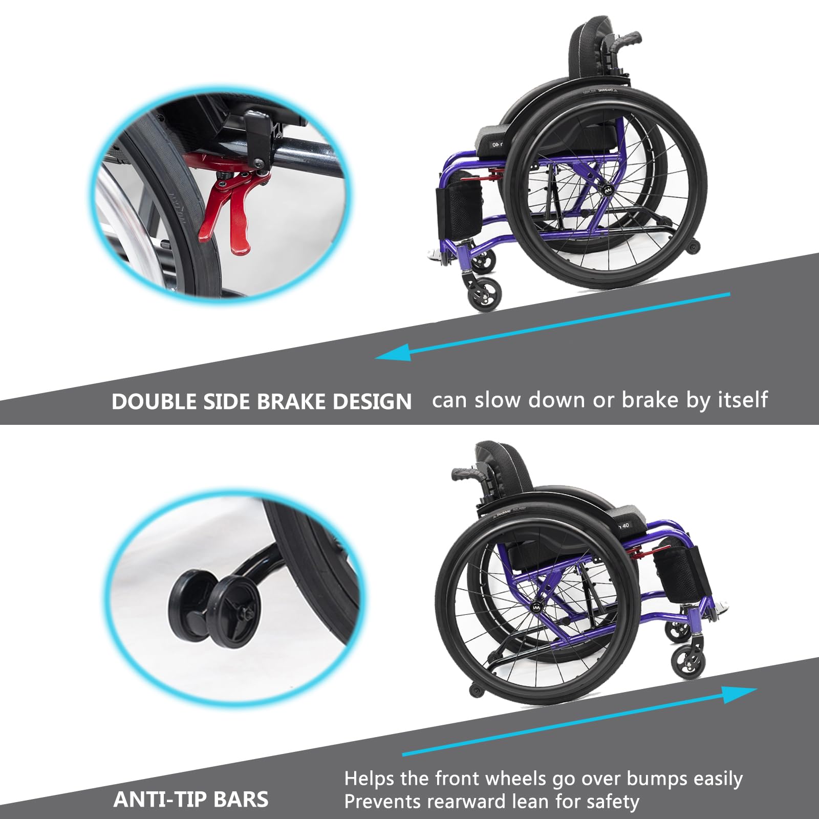 Silla De Ruedas De Transporte Portátil,silla De Ruedas Deportiva Ultraligera Plegable Todo Terreno,sillas De Ruedas Deportivas Y De Ocio,silla De Ruedas Manual De Aleación De Aluminio Autopropulsada(S