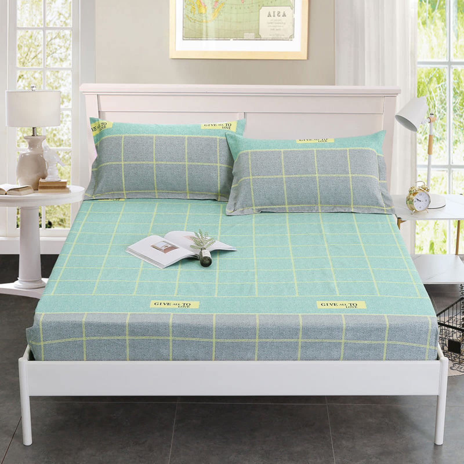 BAJIN Fitted Sheet Super Soft Cosy Easy Care Polycotton Bed Linen Luxury Bedding Bedsheet,cotton sheets bedding bedding,200x220+25cm