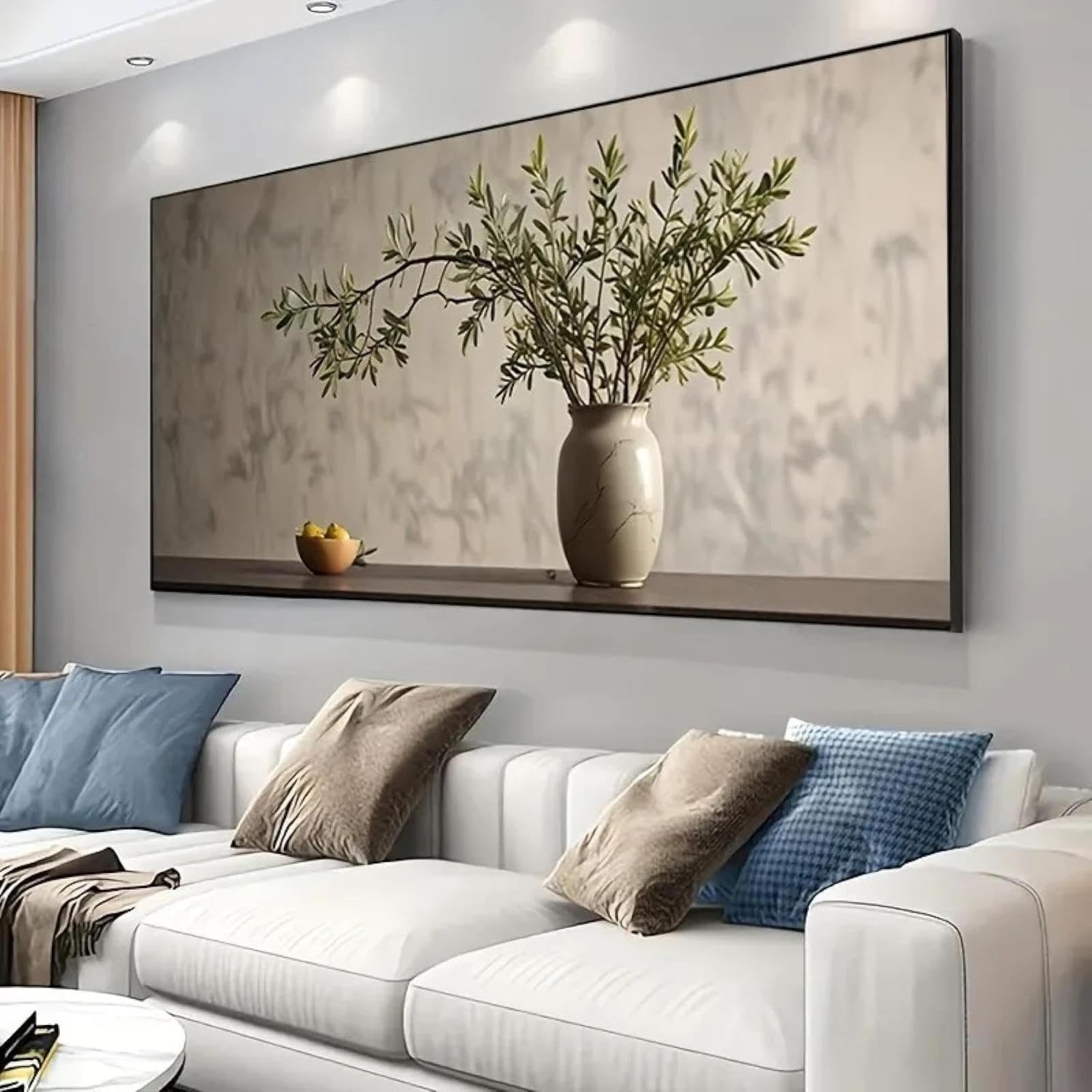 Tableau vase olivier vintage impression toile 20x40cm pour déco salon