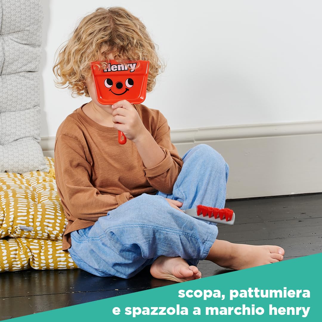 Casdon Henry Brush Set | Child-Friendly Cleaning Toy Set for Ages 3+ | Fun & Educational | Includes Broom, Brush, Dustpan!