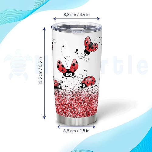Miniatura 4 de Hyturtle Regalos personalizados para amantes de las mariquitas, vaso de acero inoxidable impreso con nombre personalizado de 20 onzas con tapa, idea