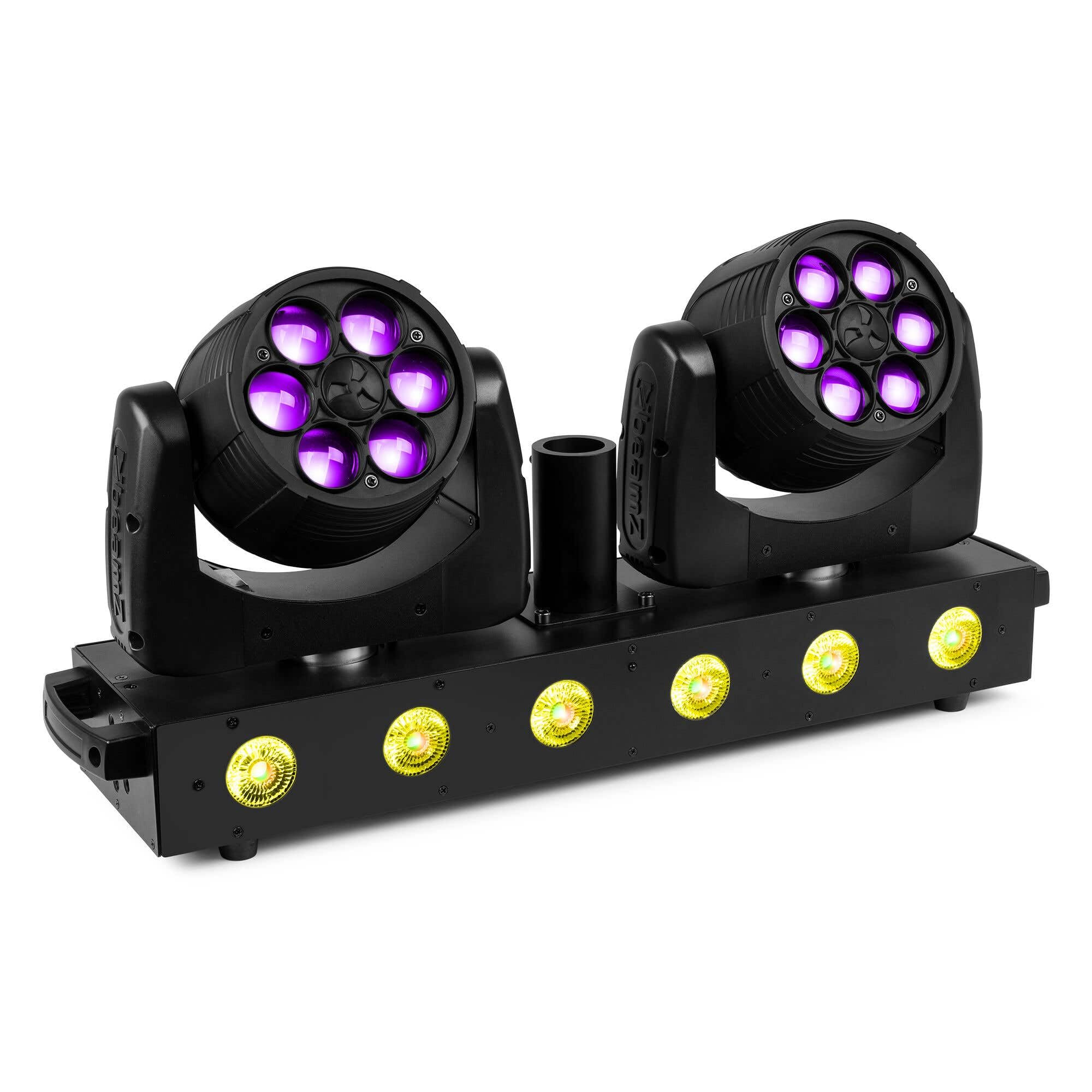 BeamZ Fuze Twin Wash Moving Head Bar, 2x RGBW LED Moving Heads + LED Bar, Lichtorgel Musikgesteuert, DMX, Zoomfunktion, Bühnenlicht für DJ, Events, Club & Live-Auftritte
